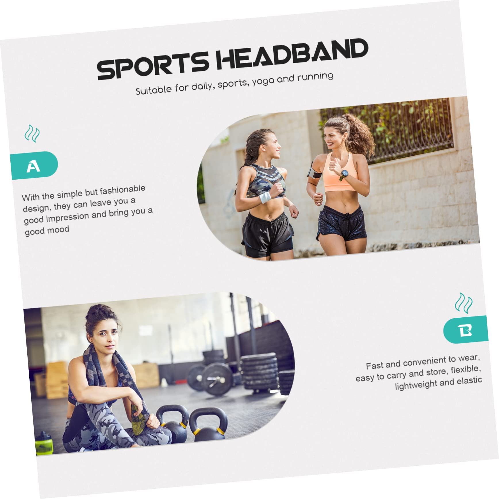BESPORTBLE 25pezzi Fasce Elastiche Sportive Per Assorbimento Sudore Fasce Comode Per Fitness e Yoga Accessori Pratici Per Donne e Uomini