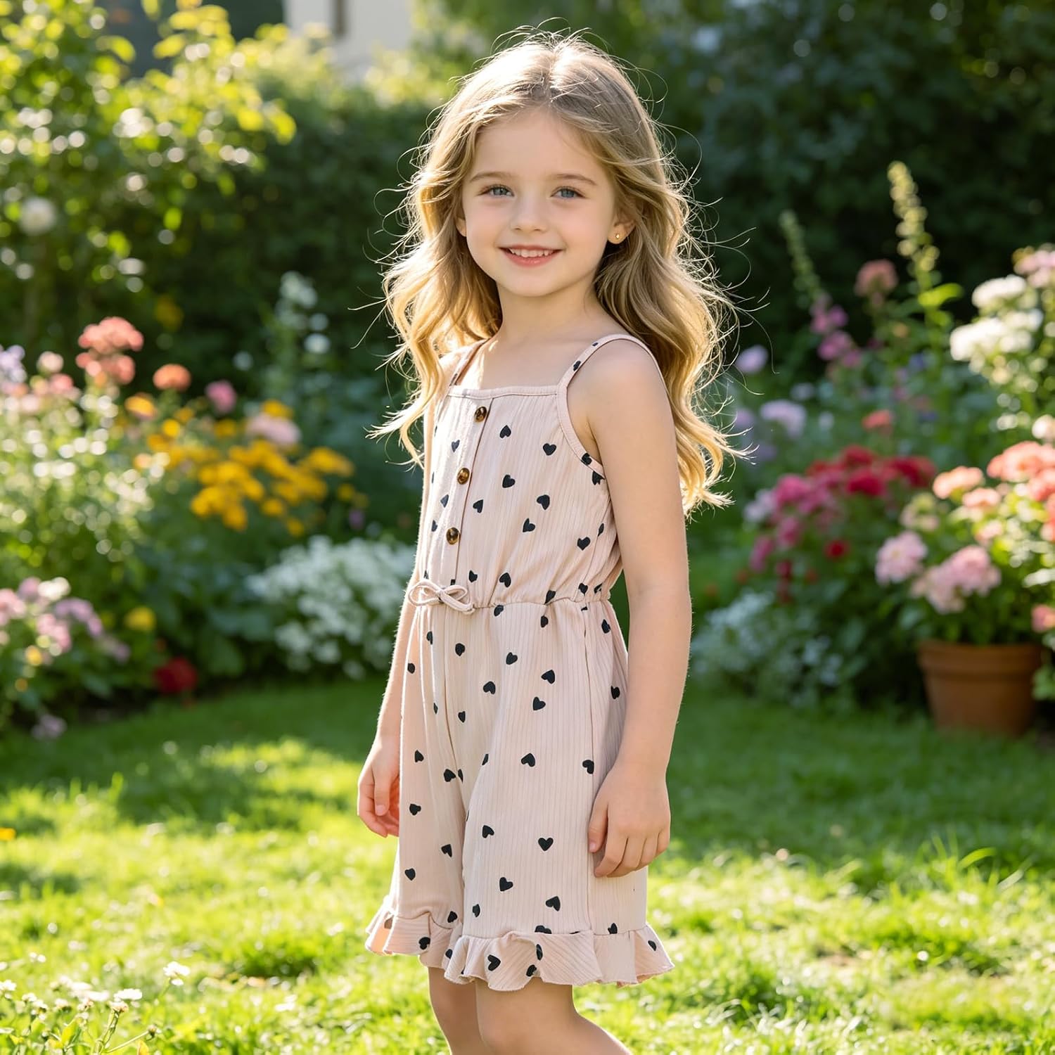 2pcs Girls' Summer Casual Rompers Cute Halter Romper One-piece Jumpsuit Summer Clothes Set 4-7 Year