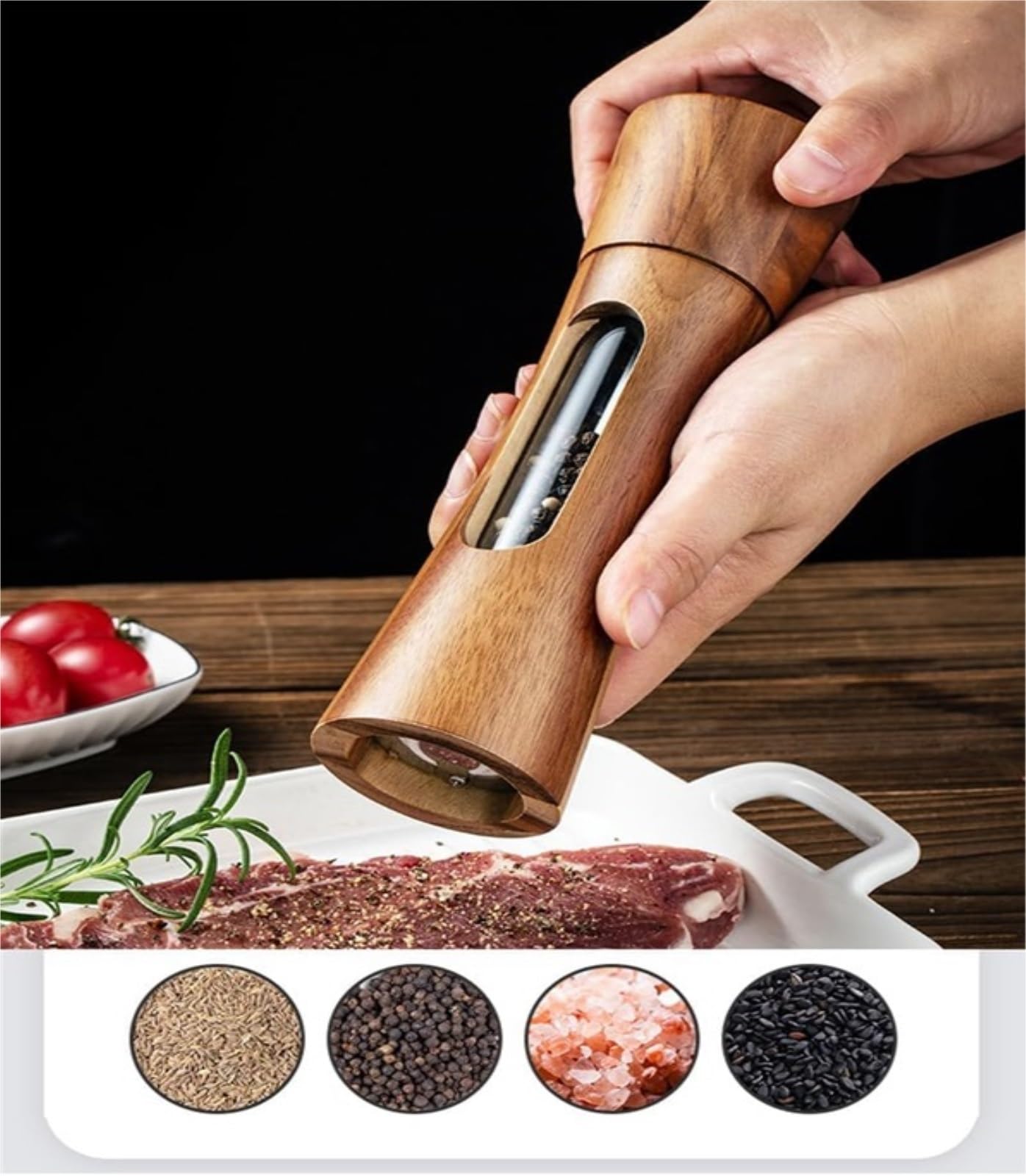 Set Macina Sale e Pepe in Ceramica e Legno - Performance Alta Cucina