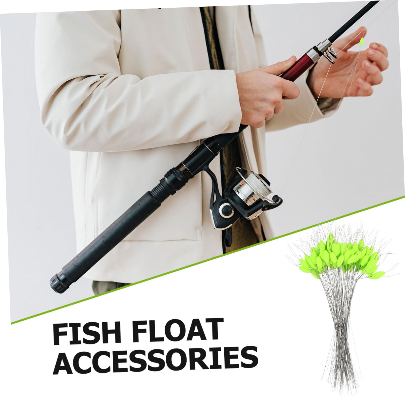 Flotteur de Pêche Fluorescent Vert en Plastique, 1 Set