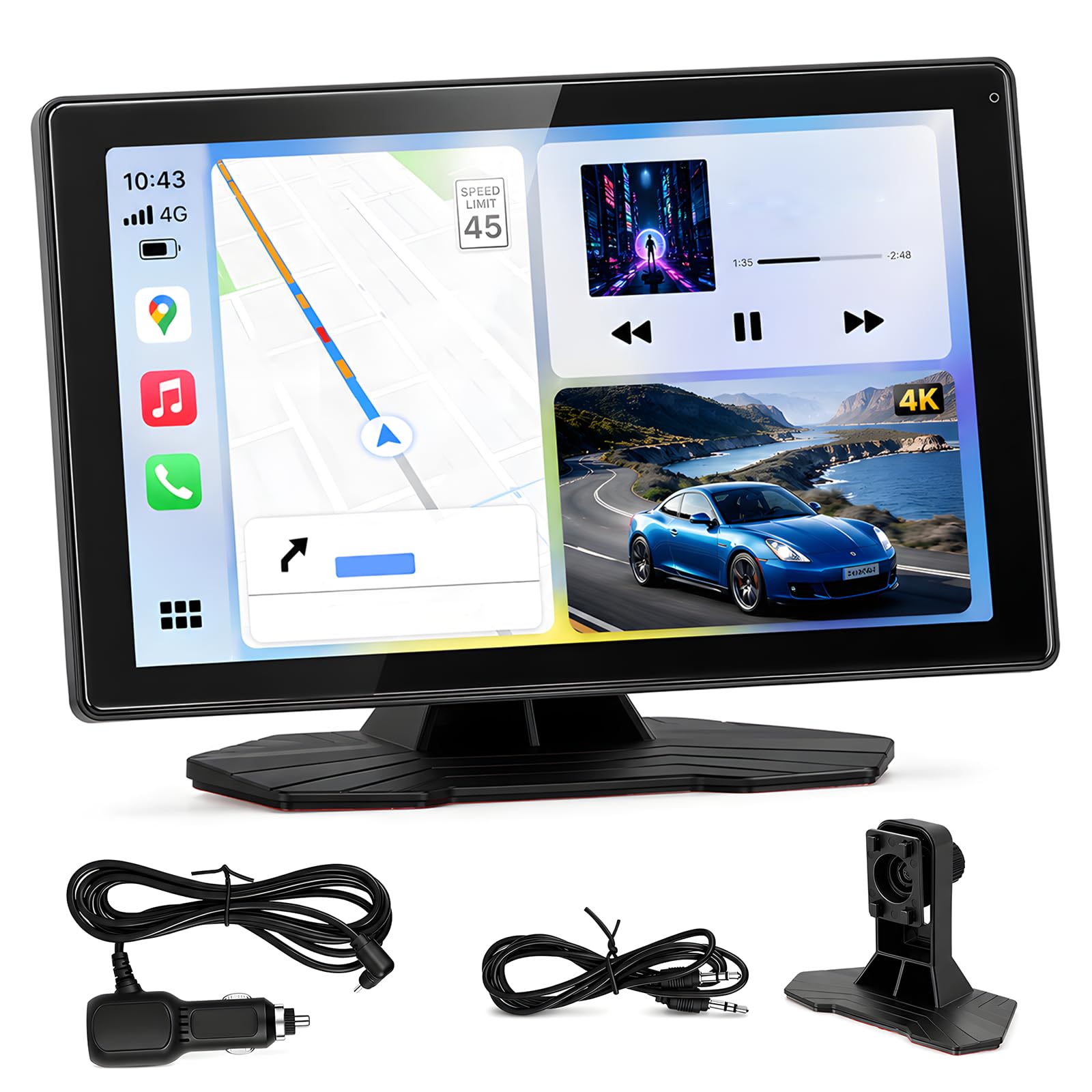GPS Voiture 9 Pouces, Ecran Voiture avec Guidage Vocal, Mirror Link sans Fil, Bluetooth 5.4, Entrée AUX, FM, GPS Camping Car pour Voiture Camion Taxi Bus Poids Lourd