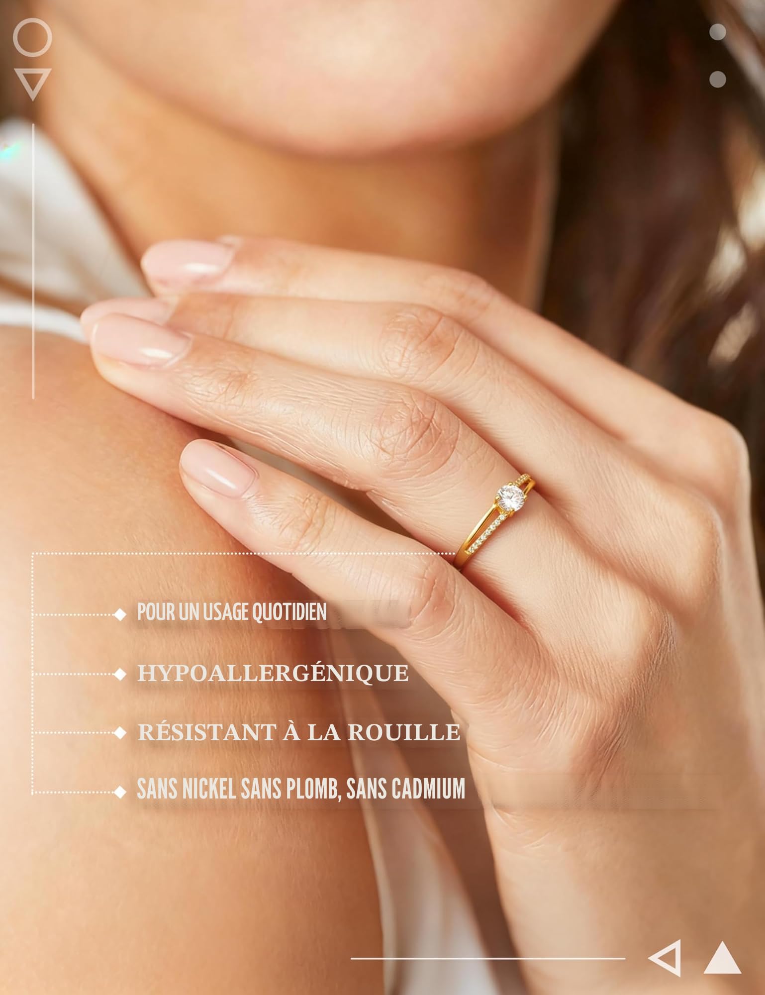 MILACOLATO Bague en Argent 925 pour Femme Bague en Argent Or Ajustable Bague de Fiançailles à Zirconium Cubique Bague de Mariage éternel Bague en Argent pour Femme