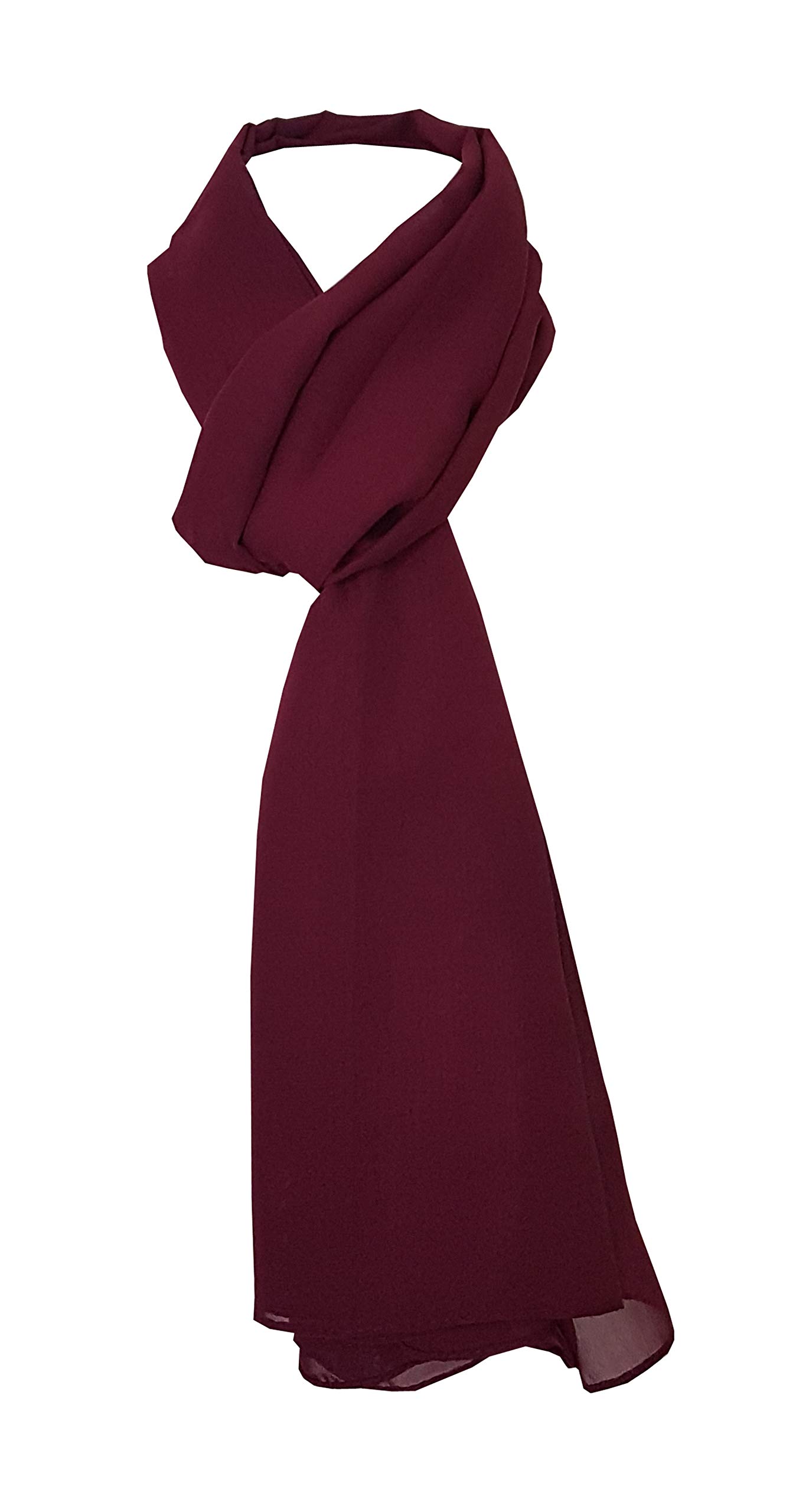 KSC New Classic Silky Feel See Through Chiffon Scarf Wedding Shawl Bridesmaid Scarves Party Wear Day To Evening Occasions Wrap/Shawl/Dupatta Beautiful Colors (Burgundy #20*)