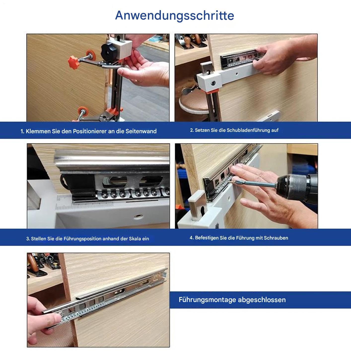 Drawer Slide Jig Regulowane Prowadnice Montażowe do Mebli | Narzędzia instalacyjne szafek meblowych Do kuchni, szafek, komód i warsztatu
