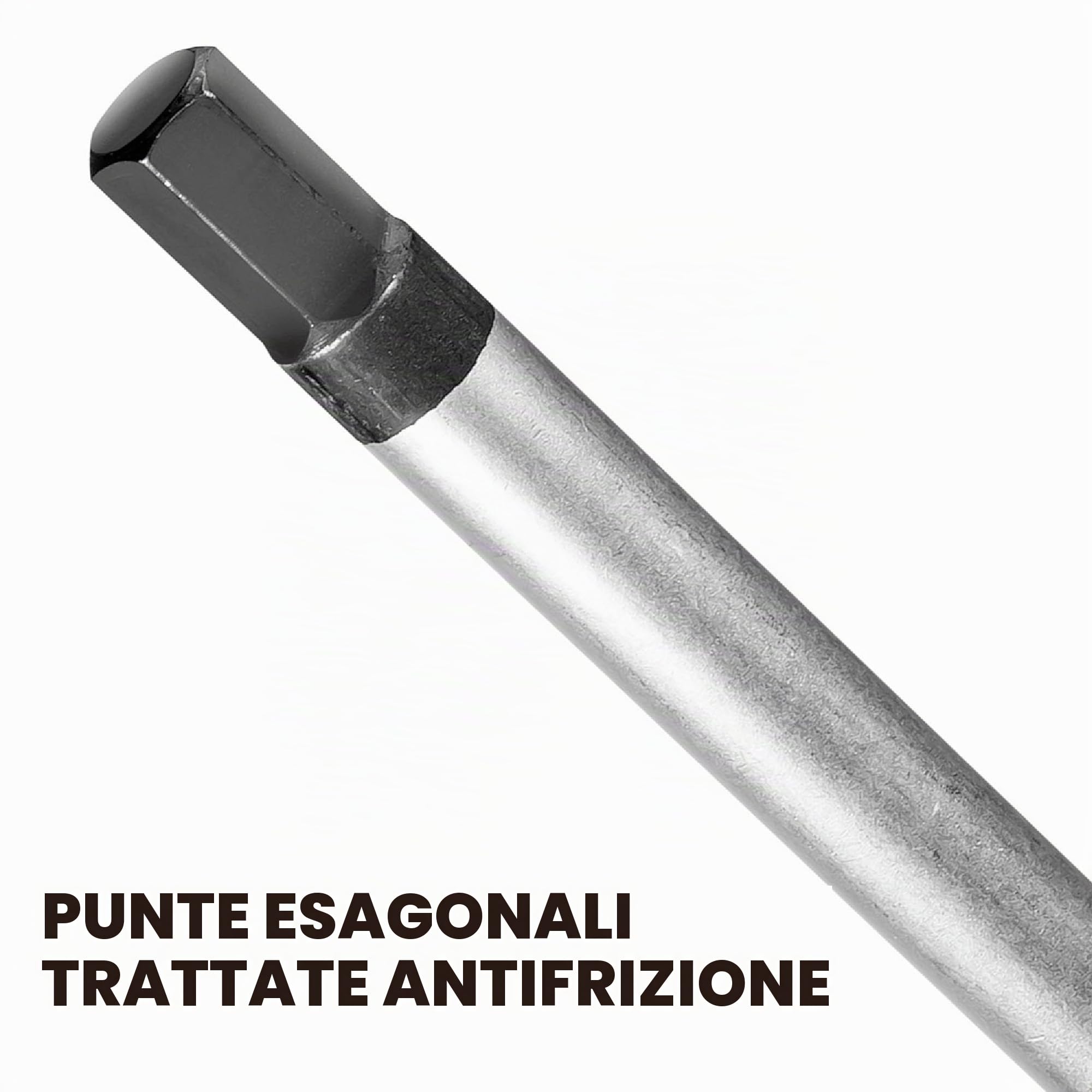 Powerbuilt Set di 8 chiavi a brugola esagonali SAE con impugnatura a T e manicotti rapidi per un'azione di rotazione rapida, maniglia superiore scorrevole per forma a T o L, alberi lunghi, rack di
