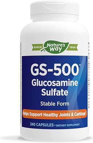 Nature's Way GS-500 Sulfato de glucosamina, forma estable, ayuda a apoyar articulaciones saludables*, 240 cápsulas