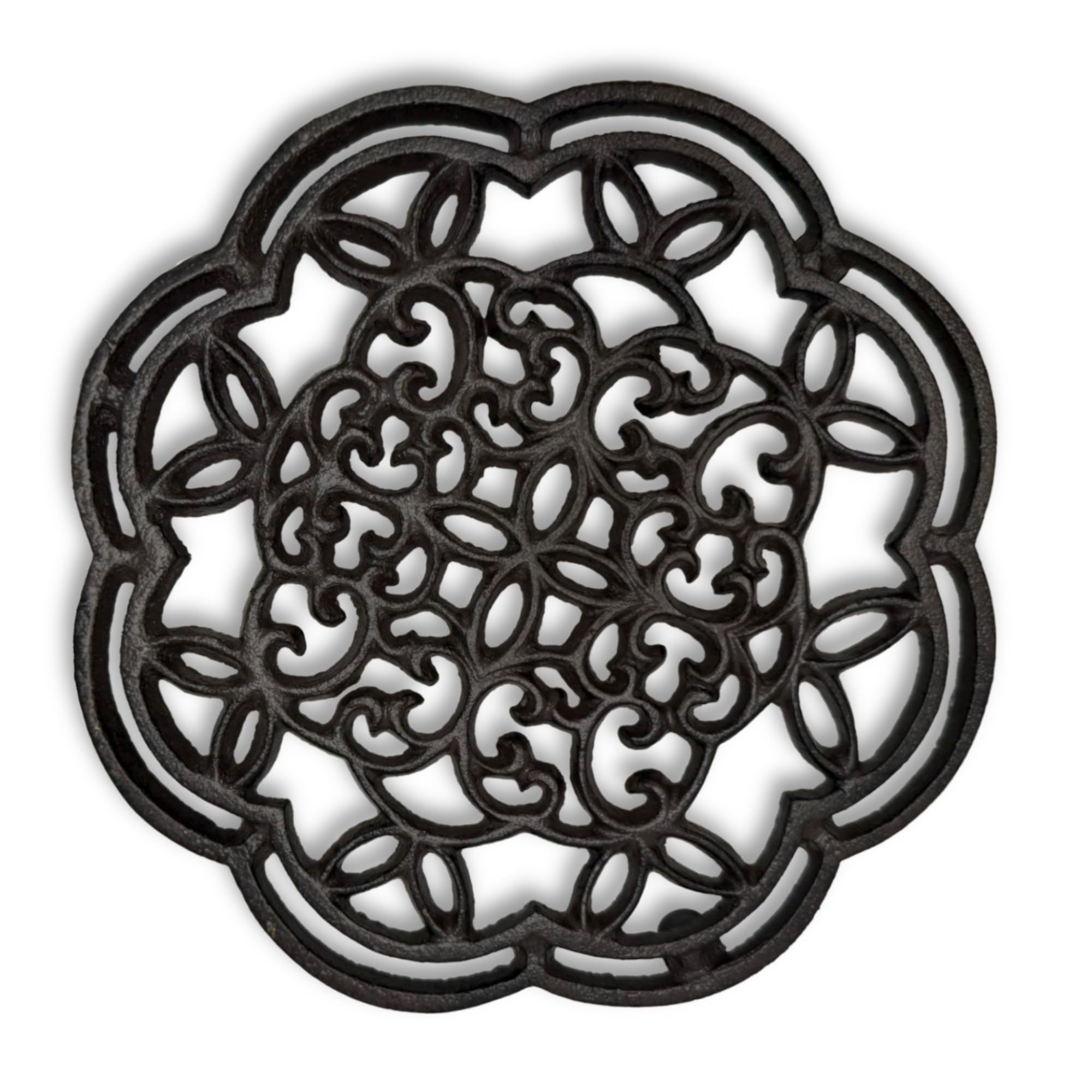 tatiuh Trivet, Cast Iron, 3 Designs (Lace, Owl, Fish) Heat Resistant, Non-Slip, Compatible with Dutch Oven and Iron Kettle, Stylish Retro, Perfect for Gifts (M-Simple Packaging, Lace)