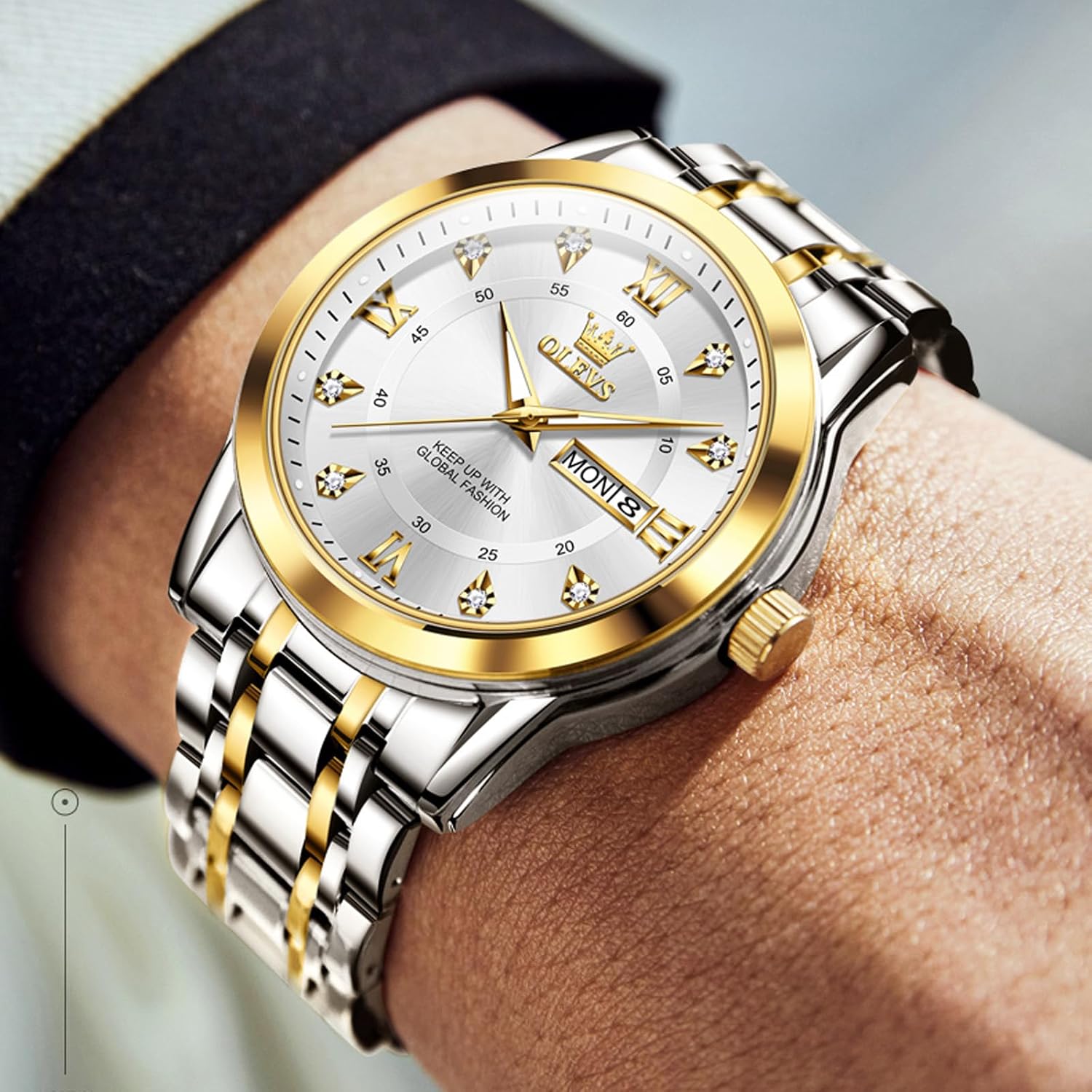 OLEVS Men Watch, Multi Dial Waterproof Luminous Chronograph Men's Watch with Date Gift for Men,Stainless Steel Classic Men Wrist Watch Watch ﻿Luxury Watches image 2