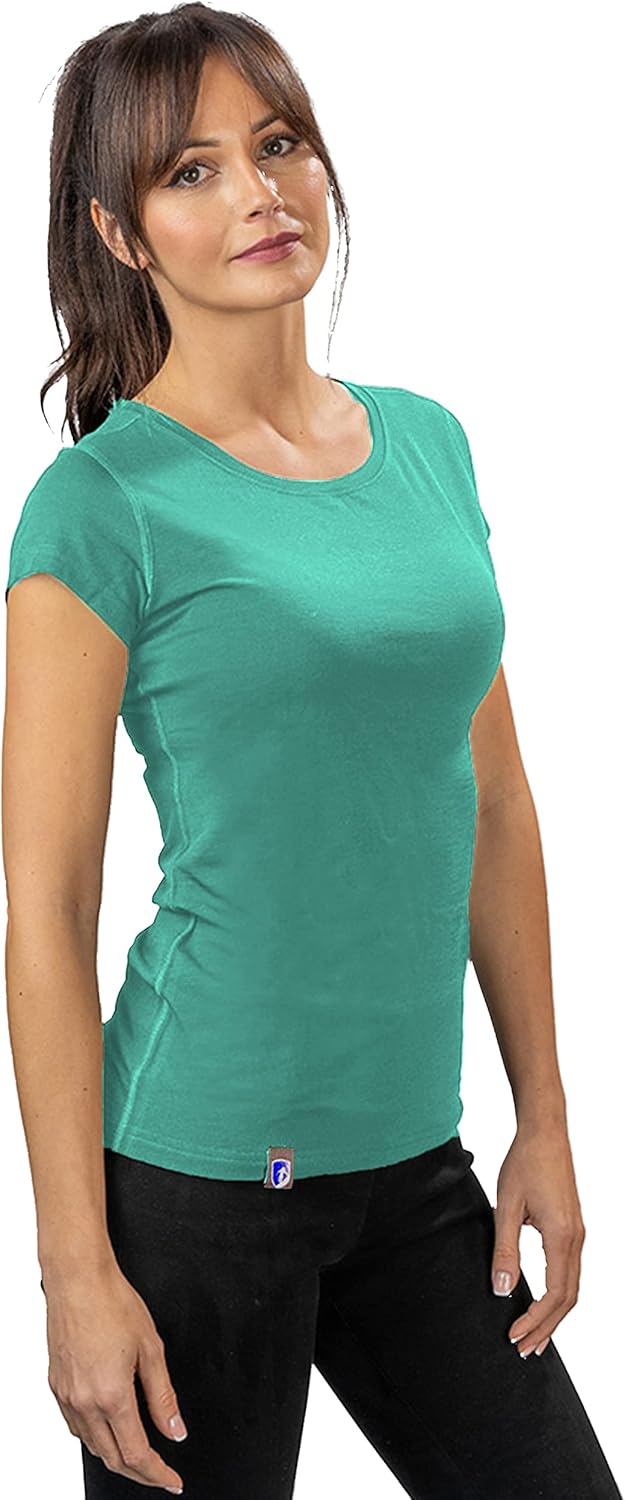 Merino.tech 100% Merino T-shirt voor dames - Merinowol Sportief Wandelen Thermisch Shirt voor Dames Wandelsokken (Small, Deep Blue Crewneck