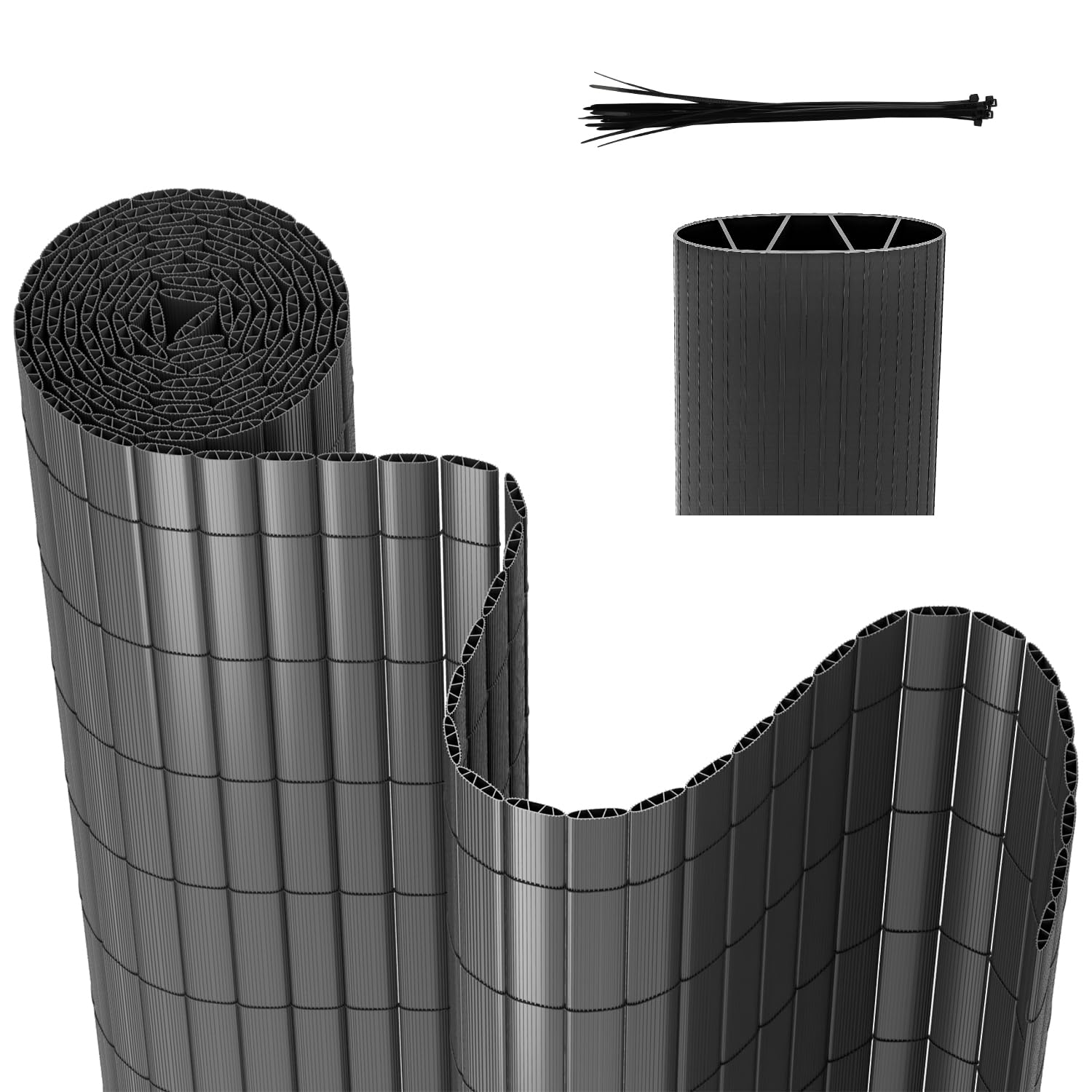 Gimisgu Lot de 2 clôtures brise-vue en PVC - 90 x 300 cm - Structure en W - Renforcement intérieur - Revêtement de balcon standard - Protection contre le vent - Sans perçage - Pour balcon, jardin