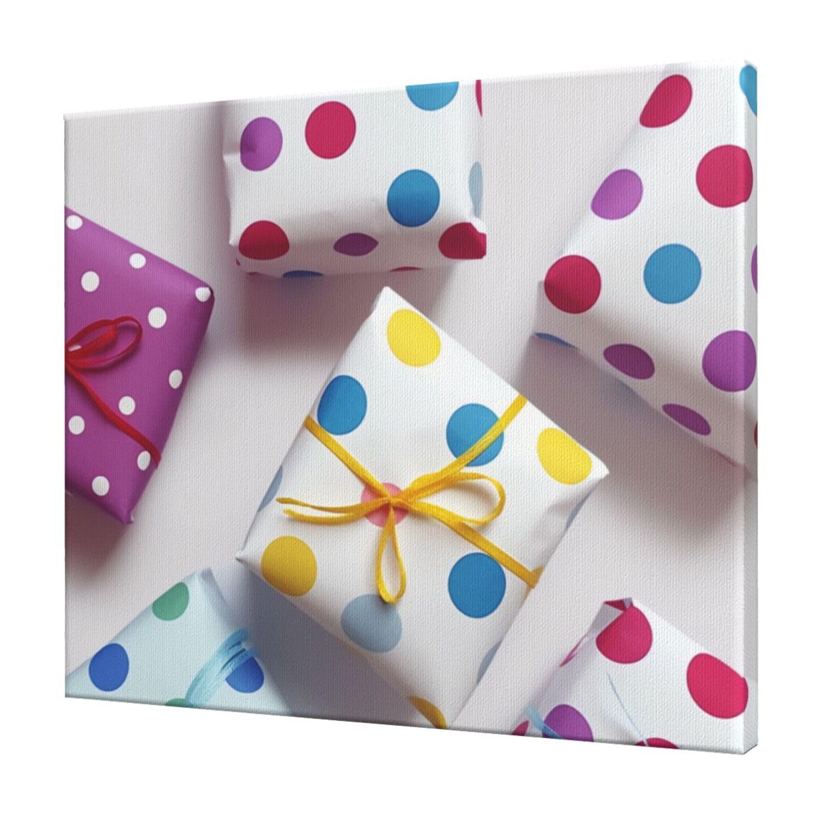 YKLJG Beautiful Polka Dot Printed Wall Art Canvas Prints 60x50 CM Wooden Framed Picture Painting Artwork for Bedroom Kitchen Home Office Decor