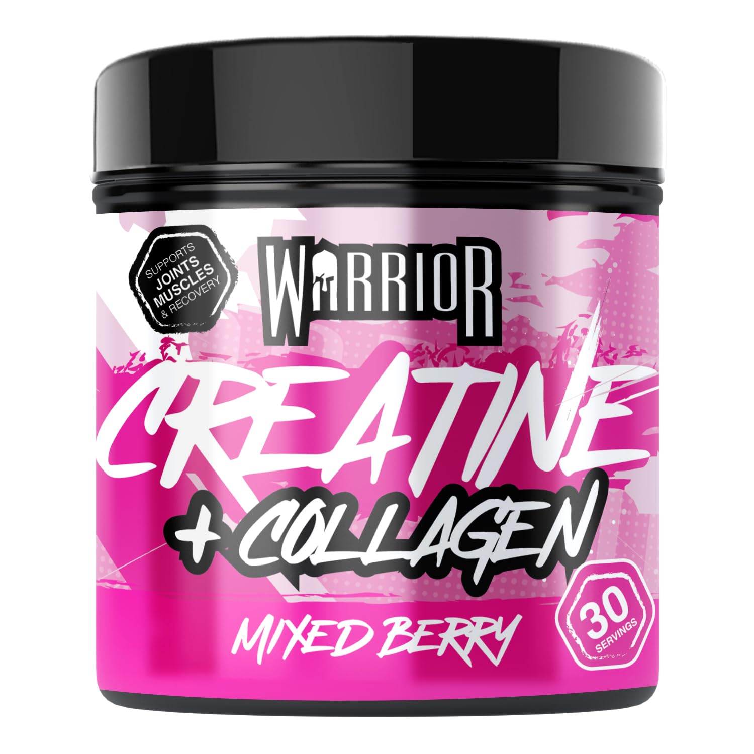 Warrior Creatine Monohydrate Powder + Hydrolysed Collagen Peptides 270g (30 Servings) – Micronised Creatine and Collagen Supplement for Muscle, Hair, Skin, Nails & Joints for Women – Mixed Berry