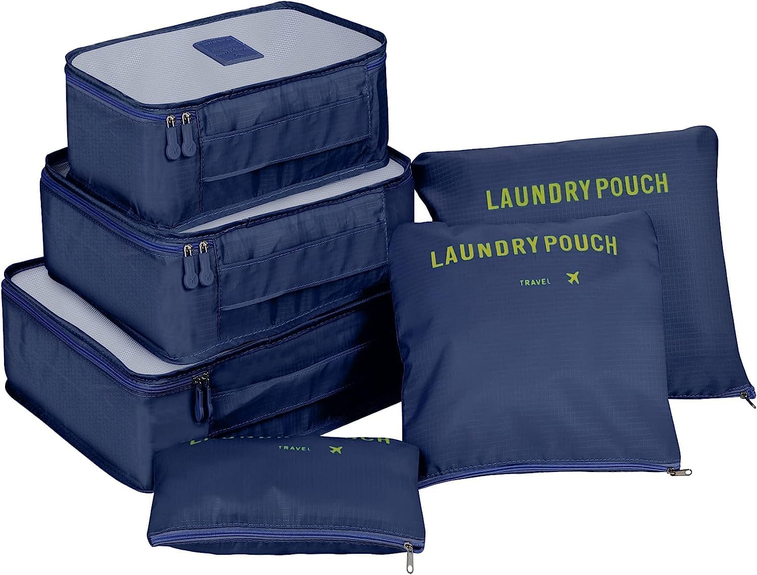 BESTOTTAM 6 in 1 Polyester Secret Pouch Travel Bag Packing Cubes Laundry Bag with Undergarments & Cloth Storage Organizer Travelling Set/Suitcase Cloth Cube Bag (6 PC SET DARK BLUE)-image-39
