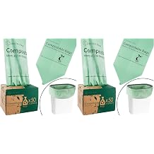 C Crystal Lemon 50 Count Biodegradable Kitchen Food Waste Bags - 6 Gallon Scraps Bags - Heavy Duty Compostable Waste Bags for Kitchen - Unscented Trash Bags 6 Gallon for Yard, Food Pack of 2