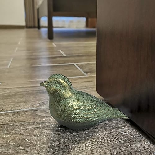 Vista 14 de Tope de puerta decorativo para piso, lindo pájaro de hierro fundido resistente, tope de puerta de granja, paquete de 2 topes de puerta de cuña