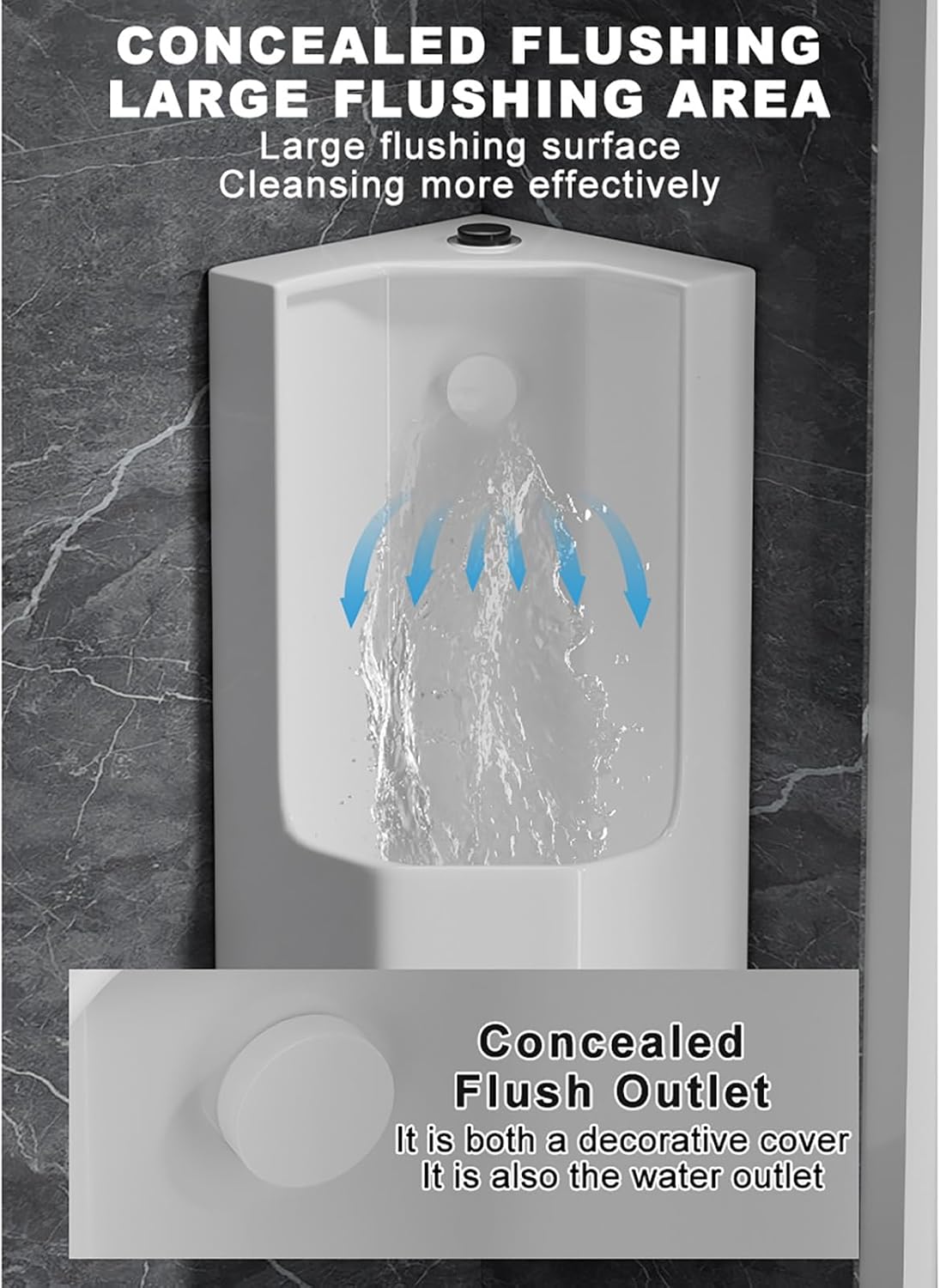 Wall Mounted Urinals for Men Spill Proof,Universal Washout High Efficiency Urinal,Spray Head Intelligent Sensor,for Bathrooms Hotels.(24.5x31.6x59.5cm)