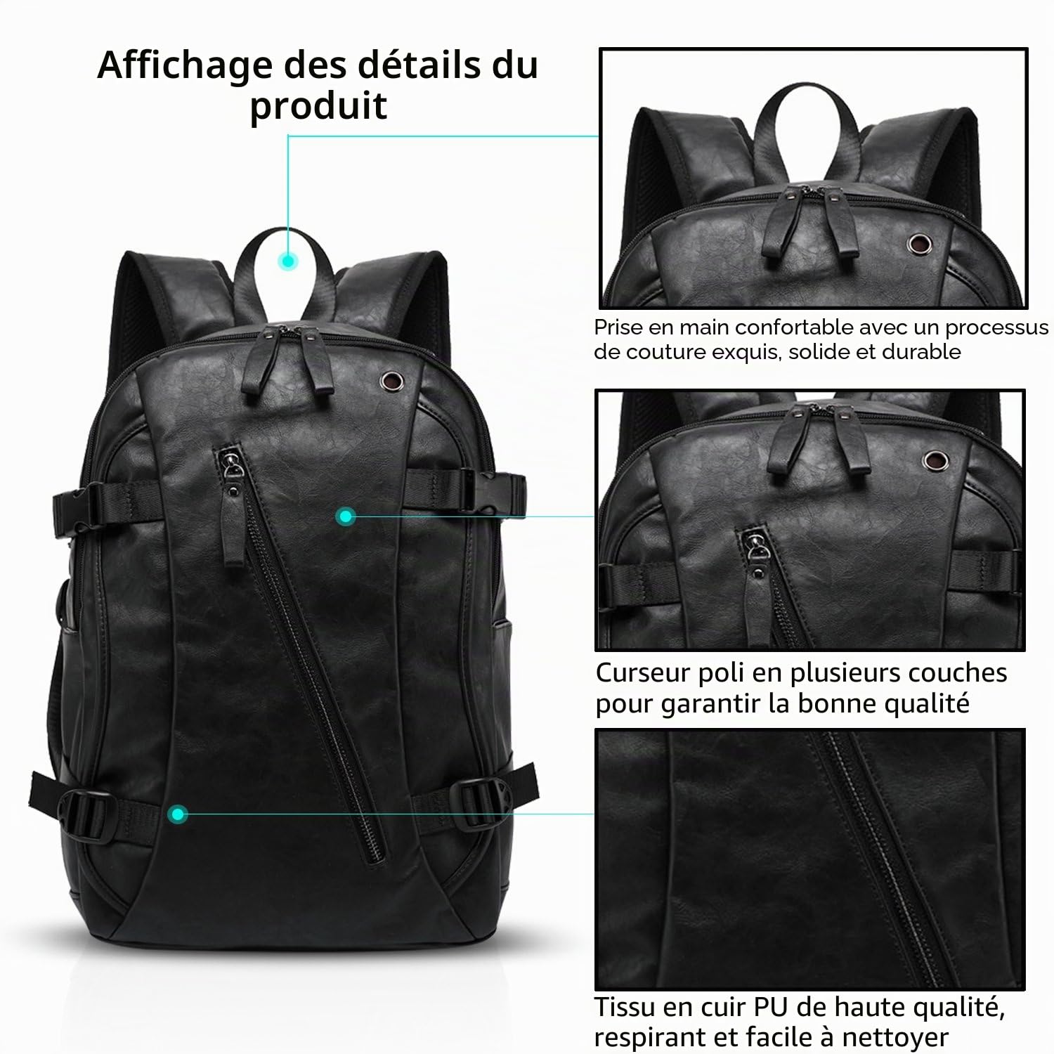 FANDARE Unisexe Sac À Dos Imperméable Sacs Scolaires Hommes Femmes Cartables Adolescent Sacs D'école Loisir Daypack Garçons Sacs de Voyage Outdoor Camping PU Pack