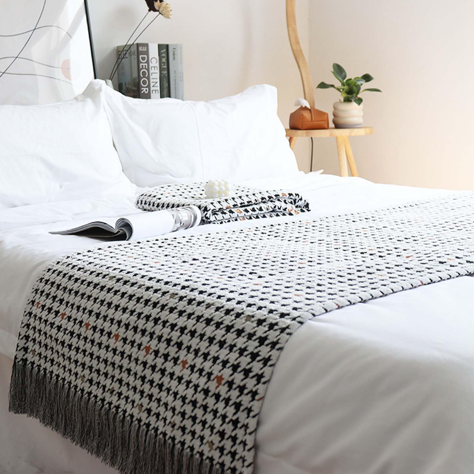 Décoration de luxe pour hôtel : chemin de lit géométrique en tissu résistant 70 x 210 cm