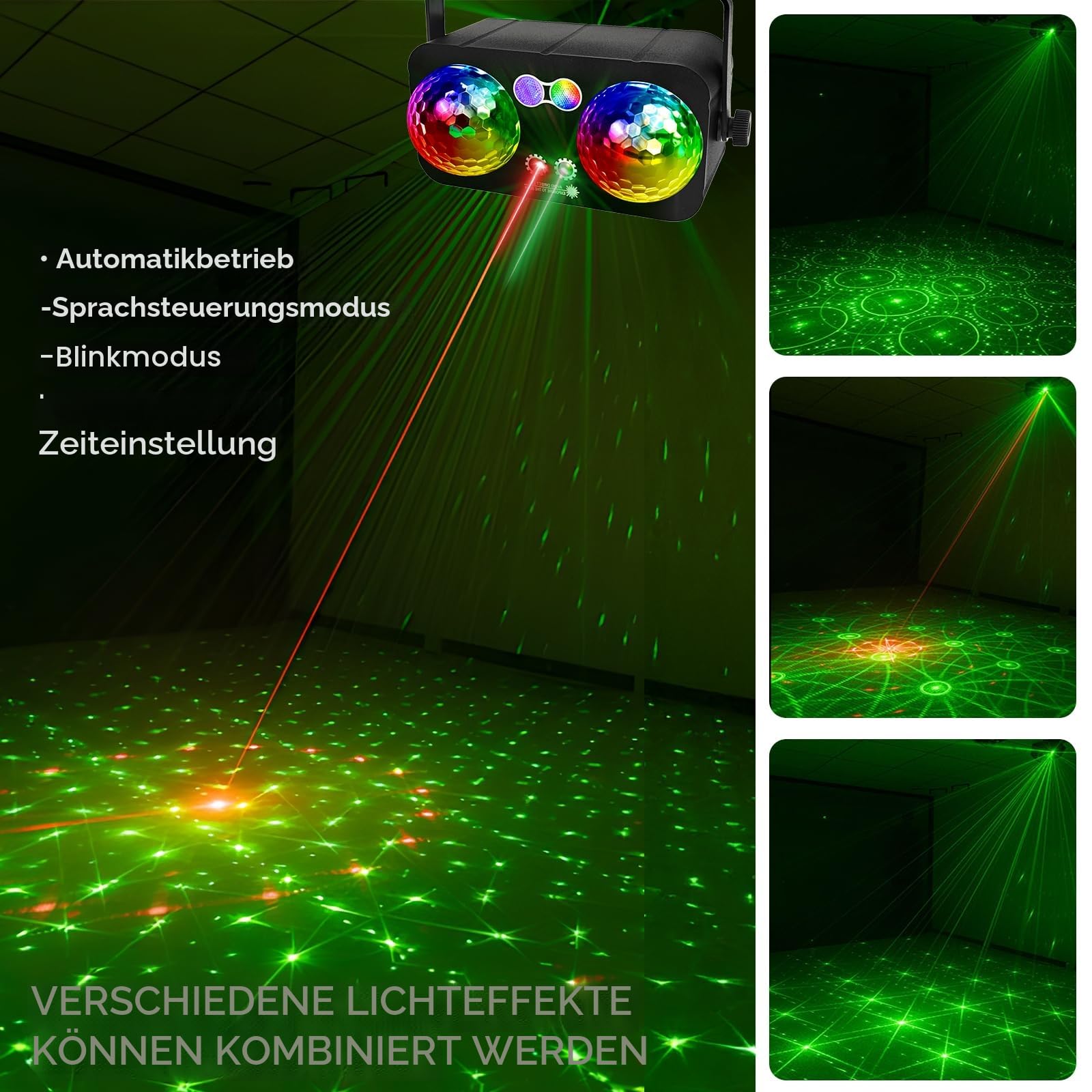 6 in 1 Discokugel Discolicht Partylicht Soundaktivierte LED, Buntes DJ-Stroboskoplicht für Innenräume, Tanzpartys, Geburtstage, Rave, Heimclub, Karaoke, Outdoor-Bühnenlichter