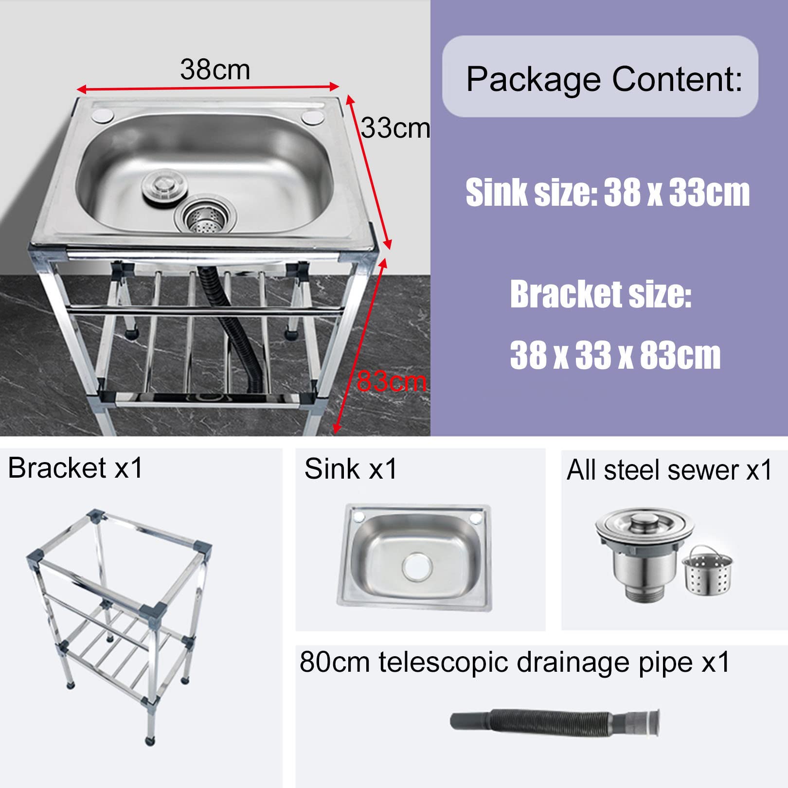 Edelstahl Spültisch Mobil - 38x33x83cm Mit 360° Wasserhahn Für Outdoor & Camping