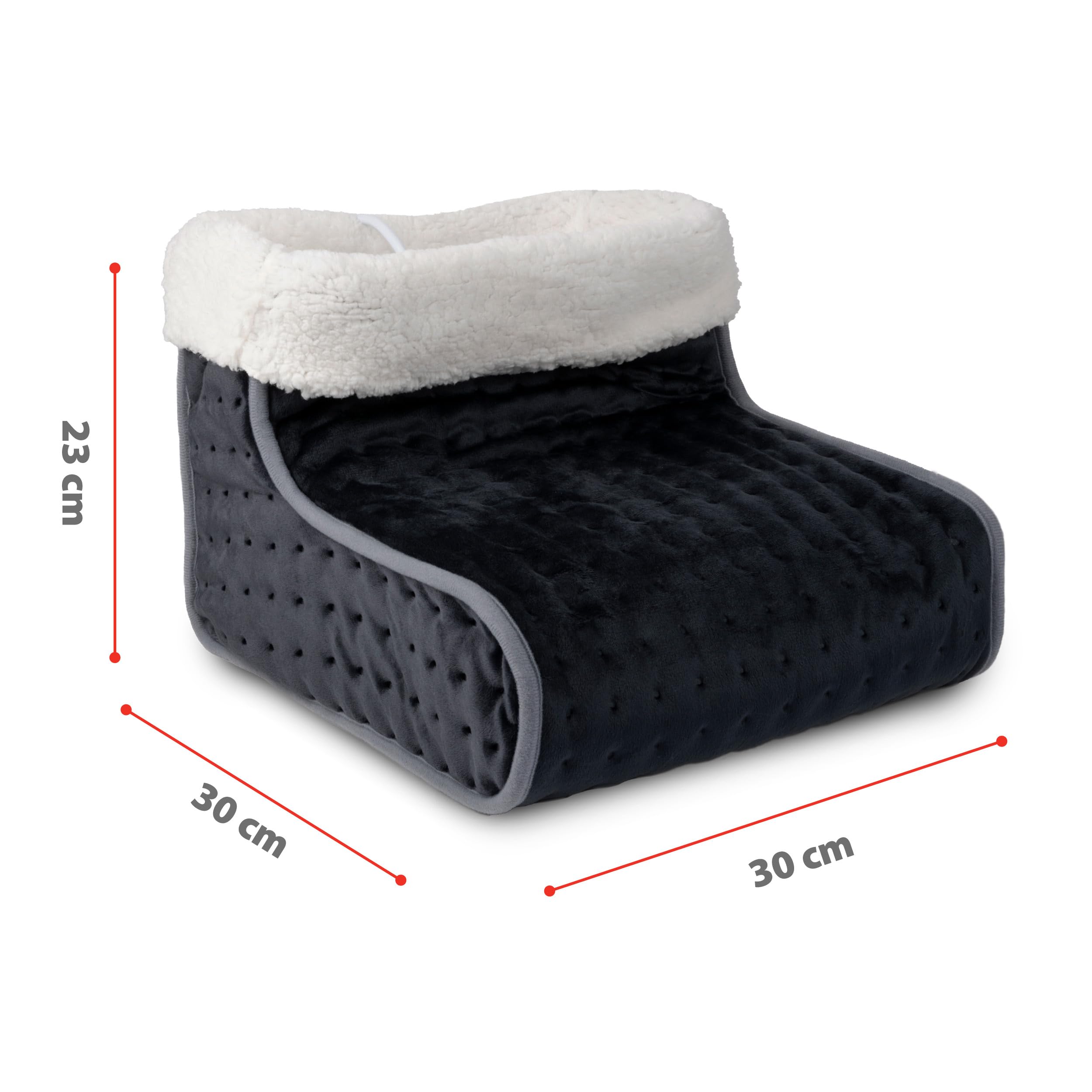 alpina Calentador de Pies Eléctrico - Calentador de Pies para el Cuidado de Los Pies - Cojin Caliuenta Pies - Calentador de Pies Lavable - 3 Niveles de Calor - Gris