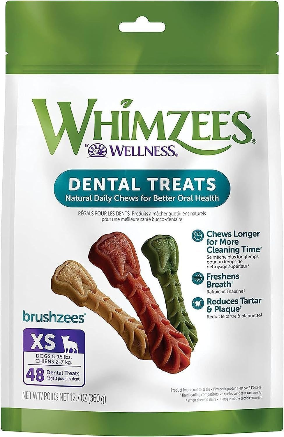 WHIMZEES X-Small Toothbrush Natural Healthy Daily Dental Dog Treats - 2 Pack