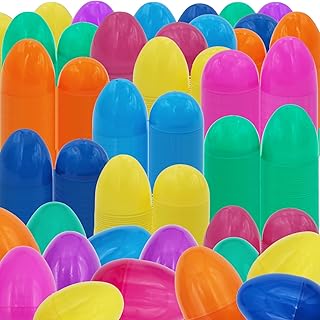 Chochkees Fillable Easter Eggs with Hinge Bulk Colorful Bright Plastic Easter Eggs, Perfect for Easter Egg Hunt, Surprise ...