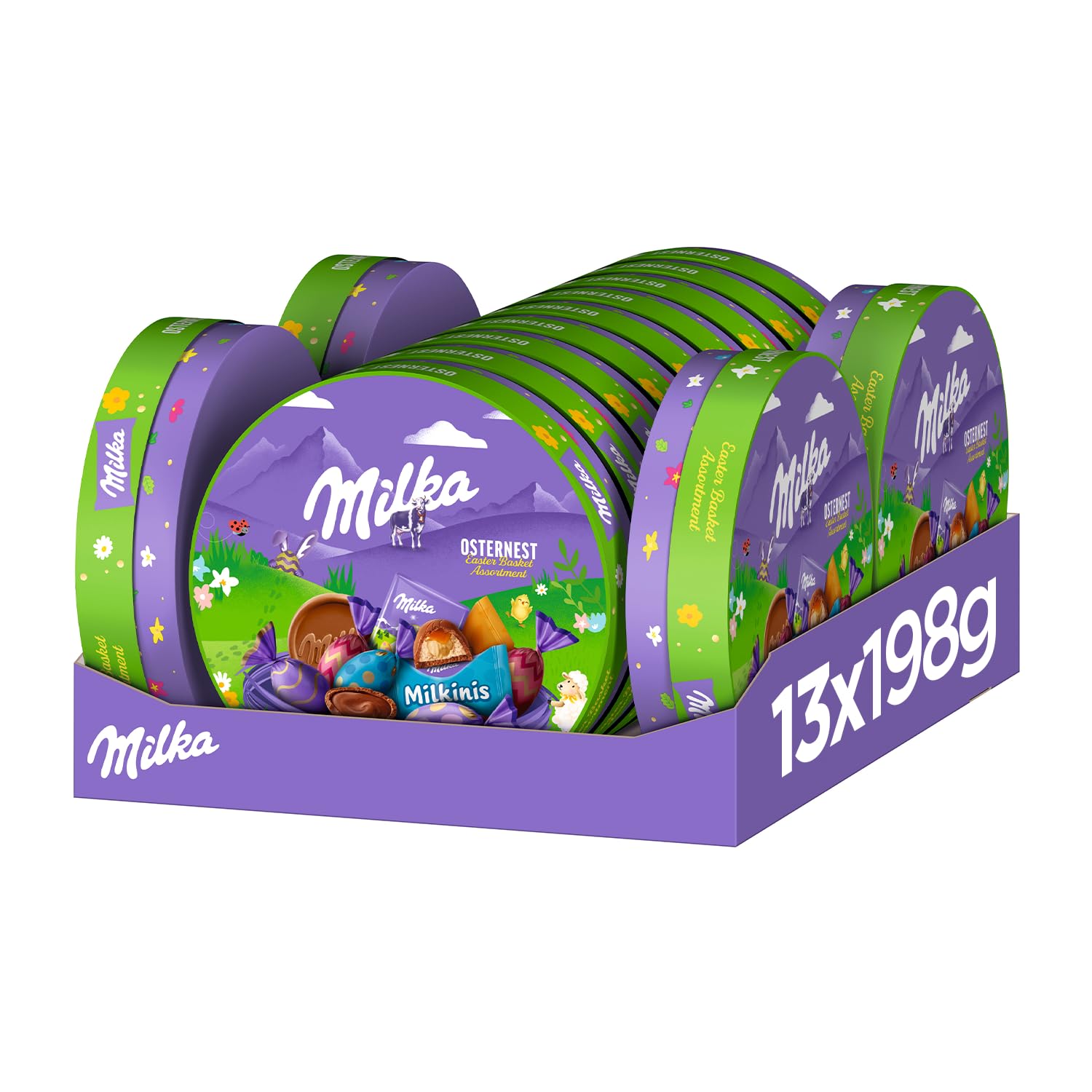 Milka Osternest – liebevoll zusammengestellte Osterschokolade mit Alpenmilch in bunter Geschenkverpackung – 198g