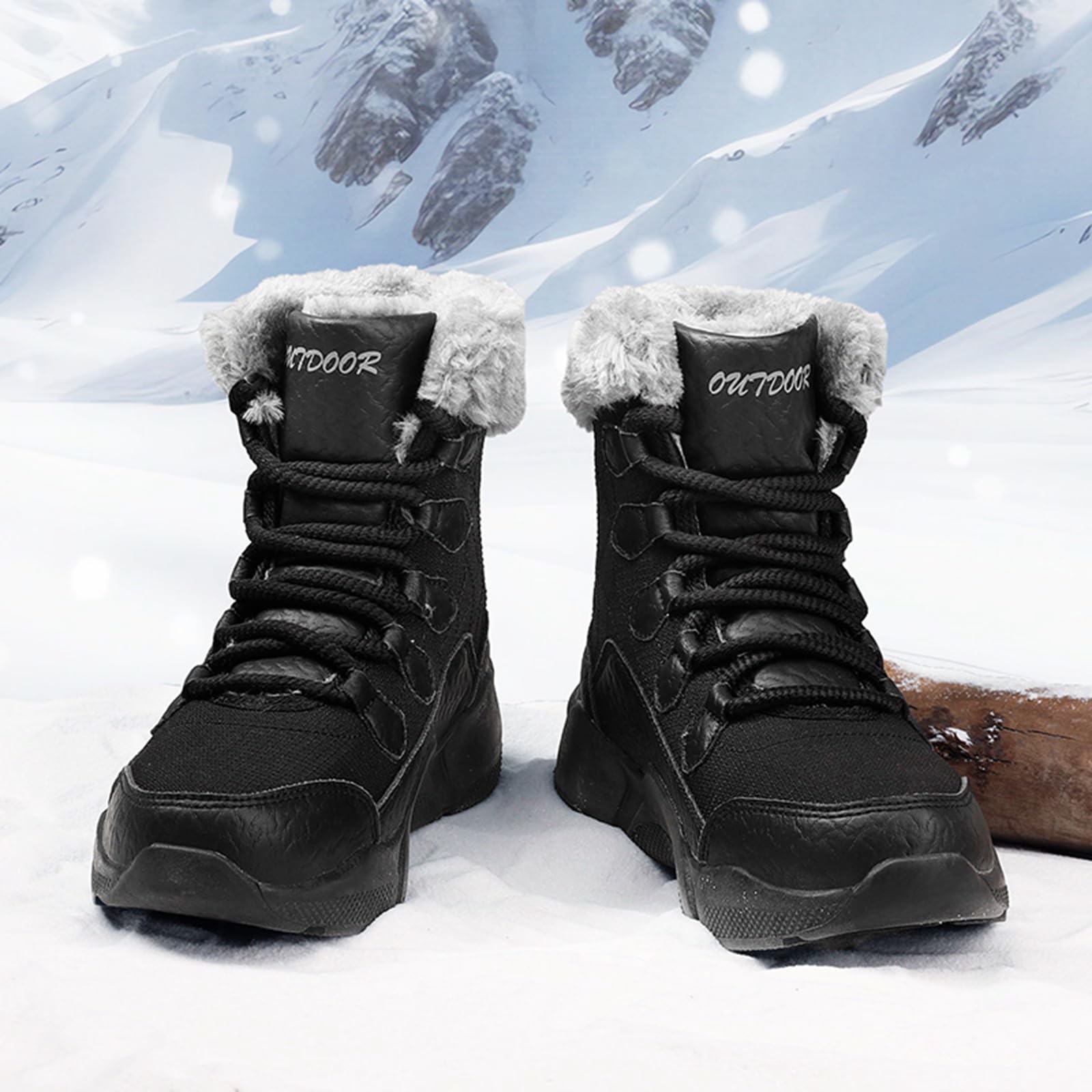 CUTEHEELS Damskie, wodoszczelne, sznurowane, zimowe buty outdoorowe, ciepłe i wytrzymałe, antypoślizgowe buty trekkingowe