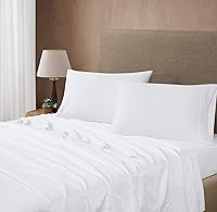 Vista 7 de Linen Closet Juego de sábanas de algodón Supima de 800 hilos, 4 piezas, tamaño matrimonial, blanco ártico