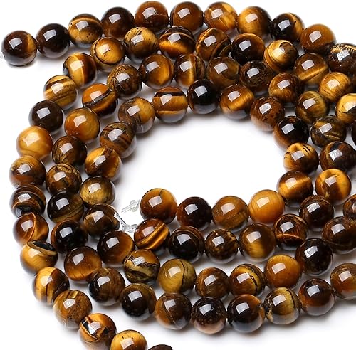 Miniatura 2 de Tiger Eye Yellow - 100 cuentas de piedras preciosas de 0.236 pulgadas para hacer pulseras, 2 hebras, espaciadores redondos, piedras sueltas para