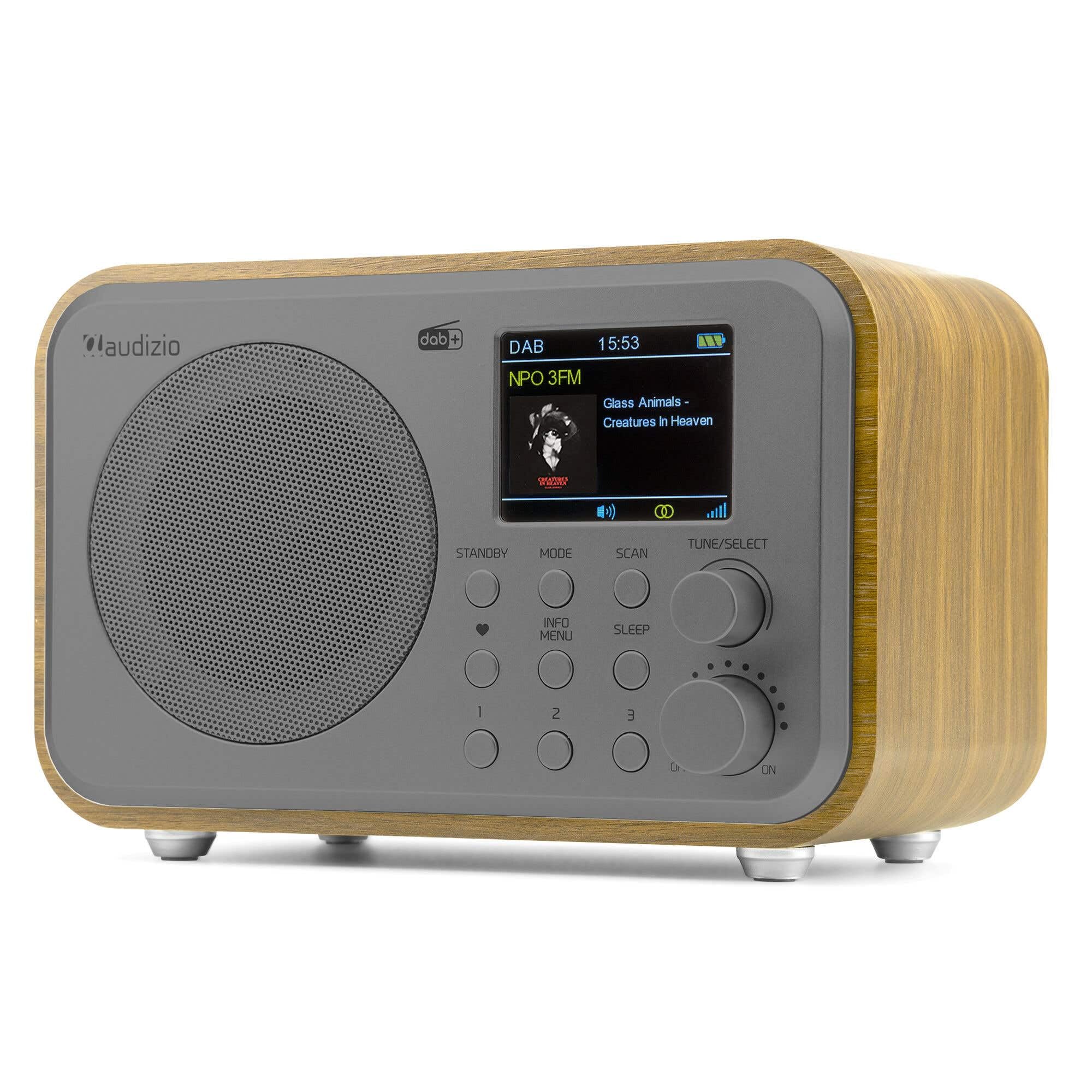 Audizio Milan Radio Dab+ FM Portatile Bluetooth Batteria Incorporata Bambù | Ascolto radio Nomade in DAB+ e FM, connessione Bluetooth, batteria integrata, uso domestico e facile da spostare