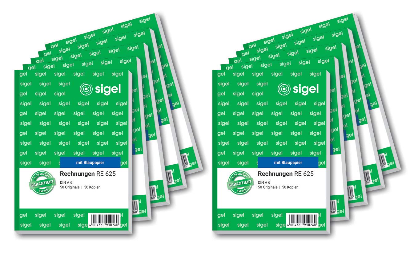 SIGEL RE625/10 Invoices A6, 2 x 50 Sheets, Pack of 10