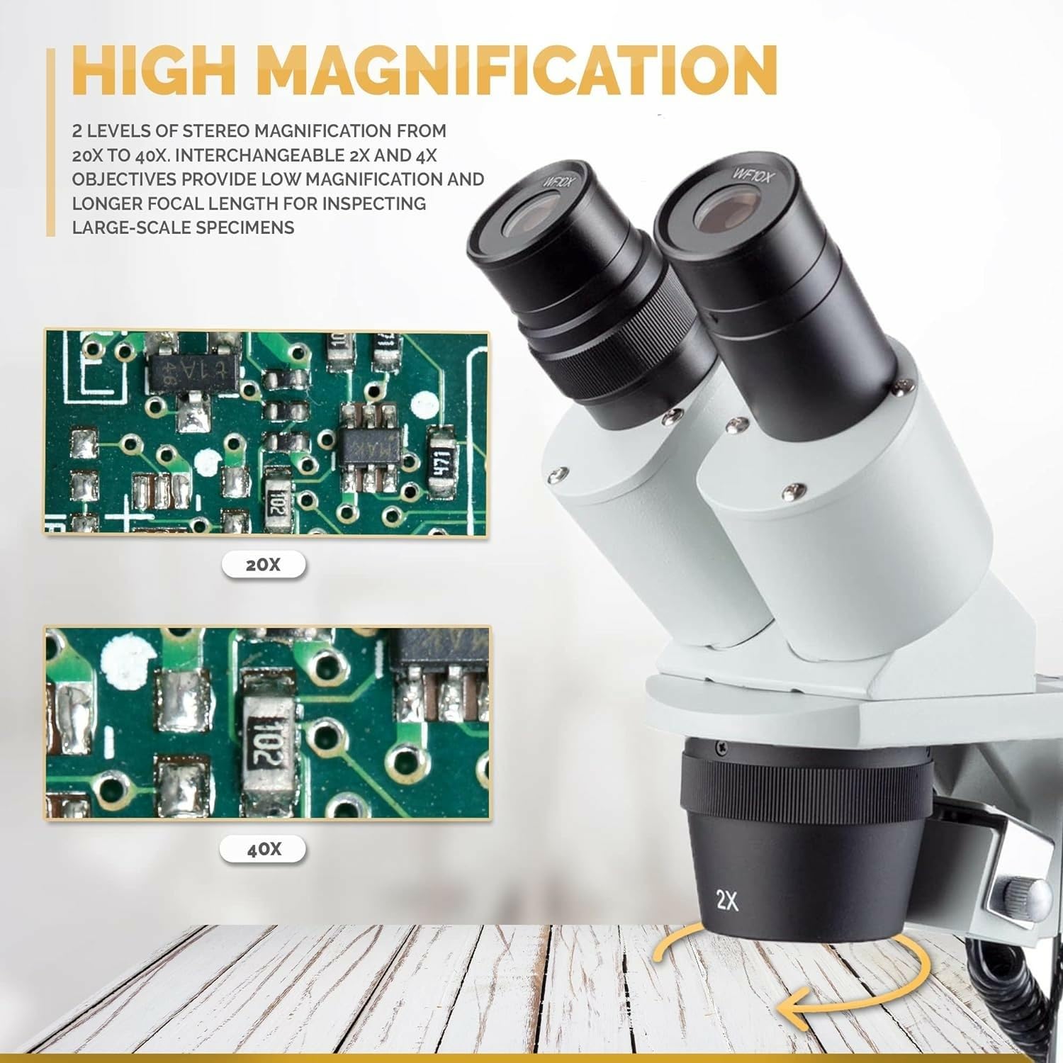AmScope – 20X-80X LED inalámbrico Stereo Microscopio Cordless