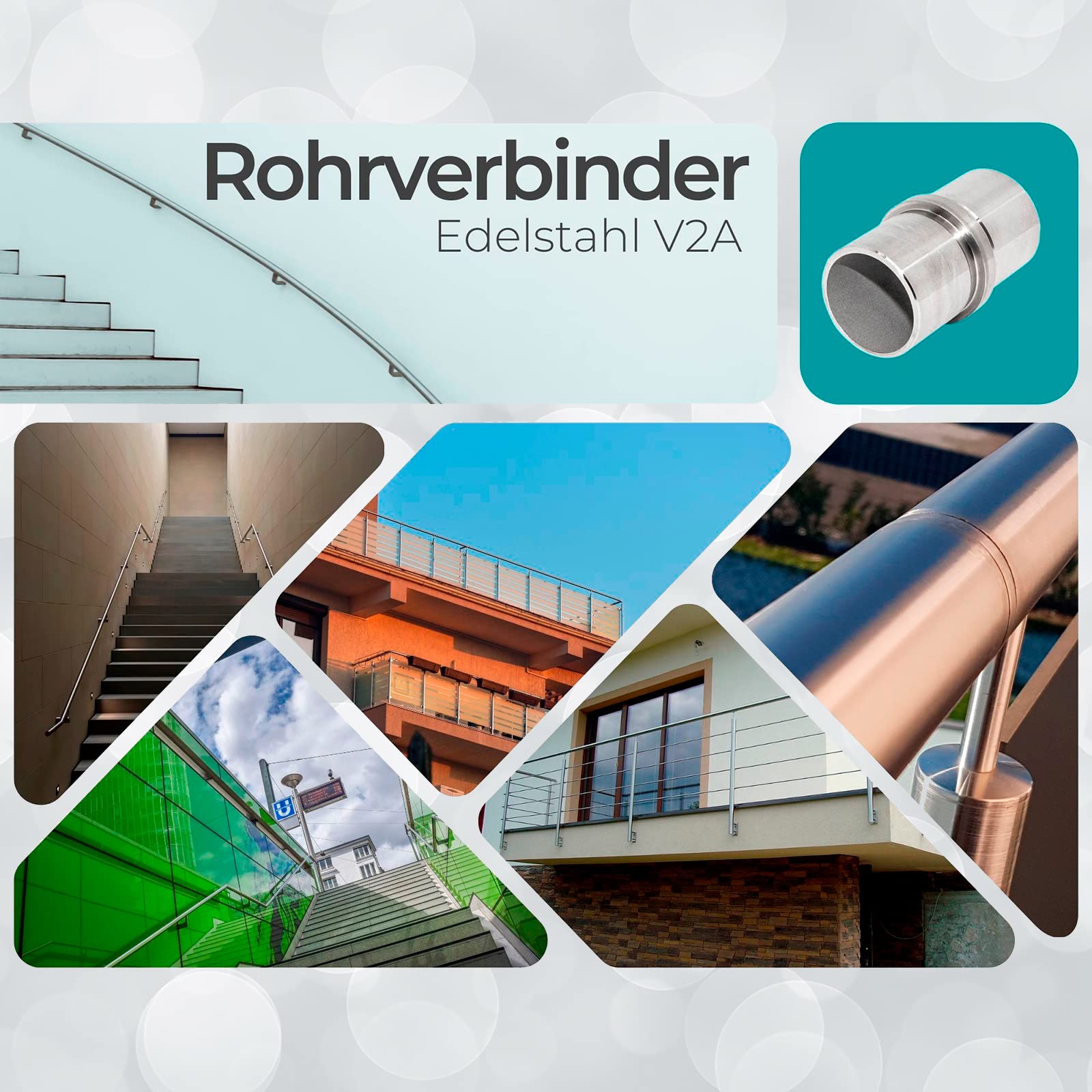 PRIOstahl Connecteur de tuyau Raccord à souder Raccord Steckfitting Douille de raccordement Garde-corps x 1 pièce Ø 33,7mm Tuyau rond Connexions de garde-corps pour main courante d'escalier Tubes en