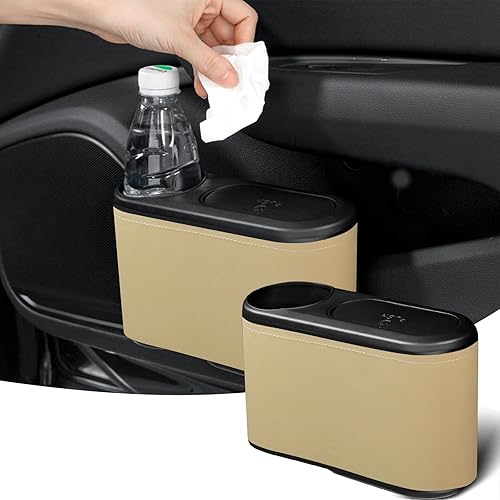 Miniatura 1 de zmoso Cubo de basura para automóvil con tapa, cubo de basura de plástico ABS pequeño a prueba de fugas, mini accesorios para automóvil, contenedor