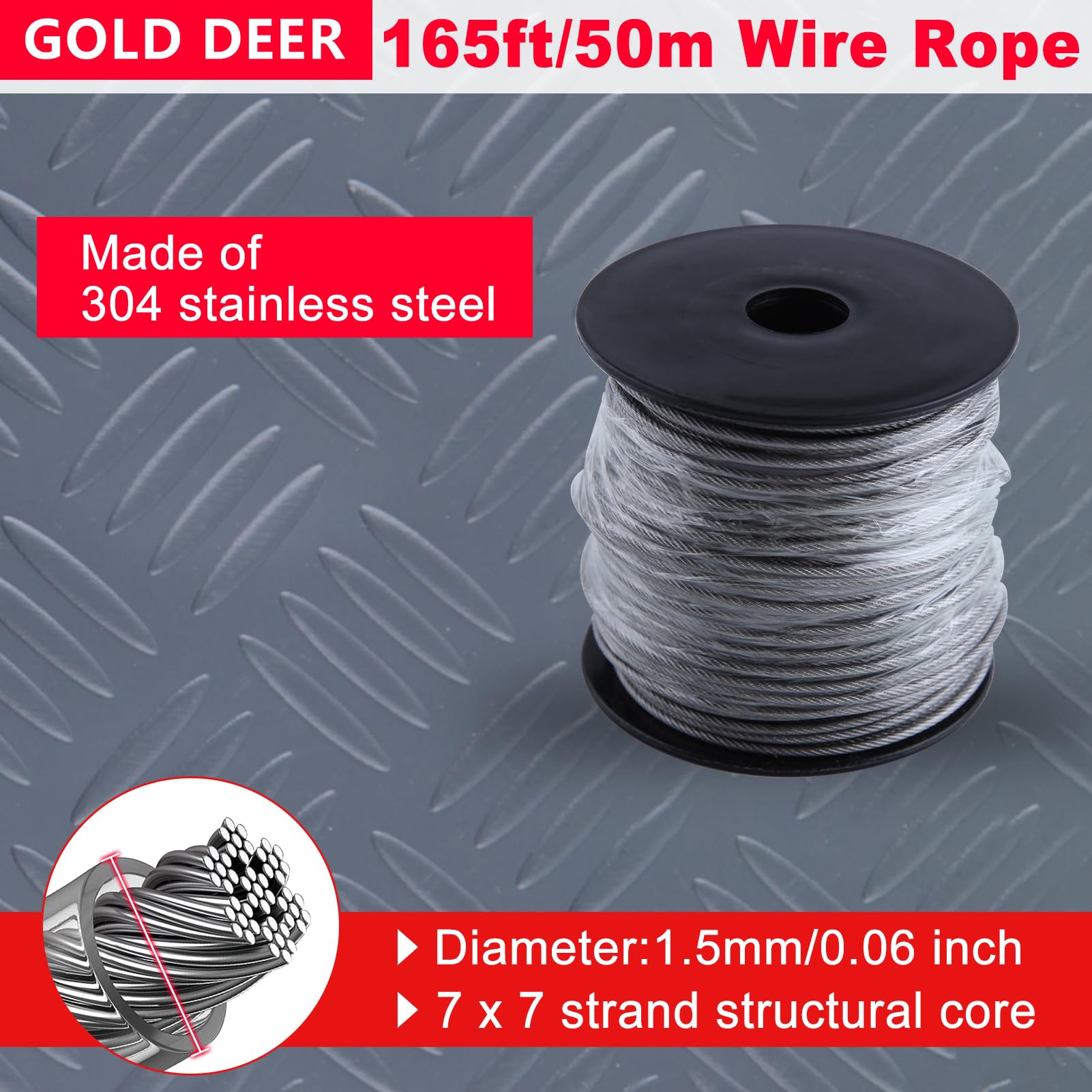 102 pezzi Kit di strumenti di crimpatura per funi metalliche, kit di crimpatura per la pesca con pinza a crimpare e fune metallica in acciaio inossidabile 304 da 50 m, 100 pezzi con