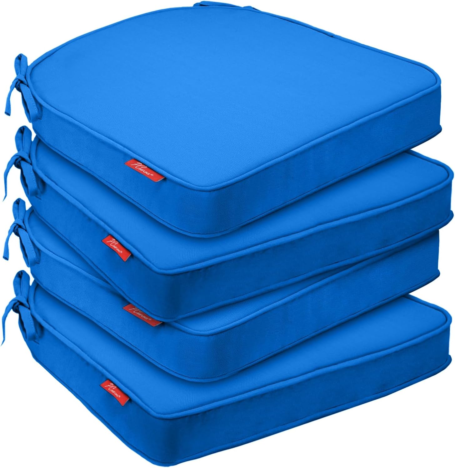 Pcinfuns Outdoor Chair Cushions Set of 4,Thick 19" x 19" x 3" Cushion for Patio Furniture,Round Corner Patio Chair Pads with Ties, Memory Foam Outdoor Seat Cushions,Sky Blue 19x19x3 Inch (Pack of 4) Sky Blue