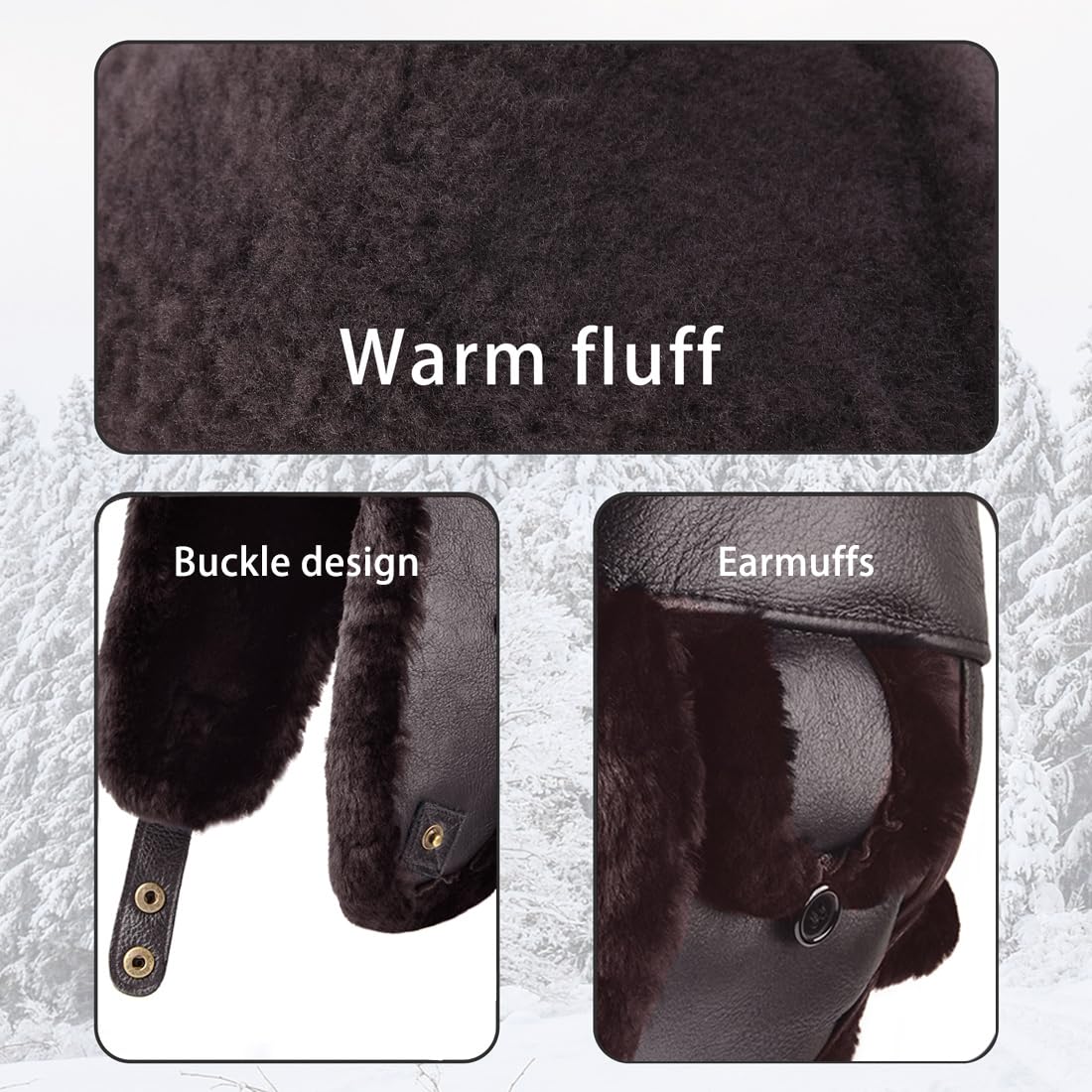 Harssidanzar Gorro de Aviador Gorro de Invierno para los Hombres Las Mujeres Genuino de Piel de Cordero de Cuero de Sombrero Trapper Caliente Orejeras CU603EU