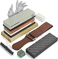 Tpstone Knife Sharpening Stone Kit: Dual Grit Whetstone 400/1000 & 3000/8000, Leather Strop, Angle Guide - Professional Sharpener Set