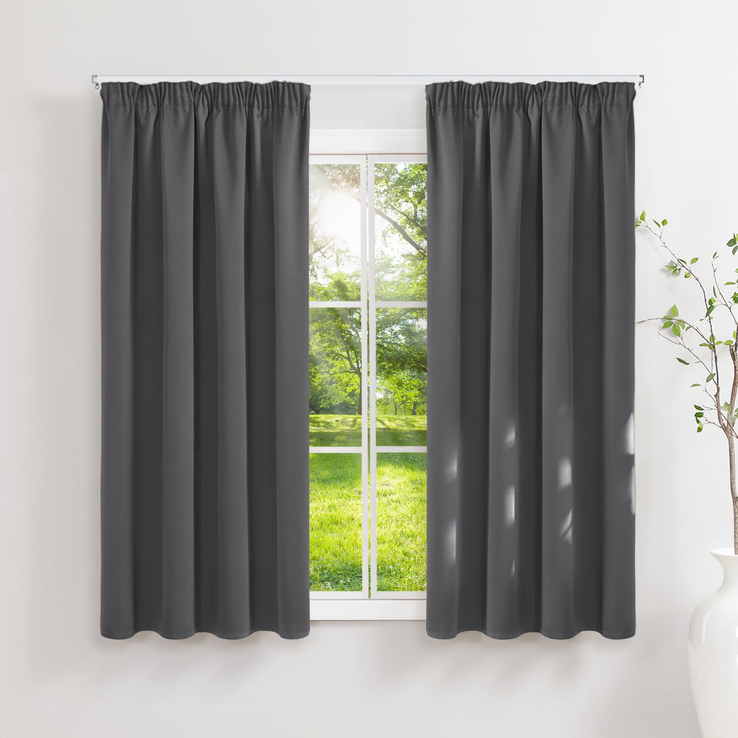 Rideaux Occultants Thermiques Isolants 140x160 Lot de 2 Anti-Froid Anti-Chaleur Opaque Anti-UV OEKO-TEX pour Chambre Sal