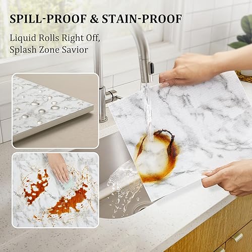 Miniatura 3 de Viseeko Revestimientos de cajones y estantes para armarios de cocina papel de mármol antideslizante para estantes de papel no adhesivo de agarre