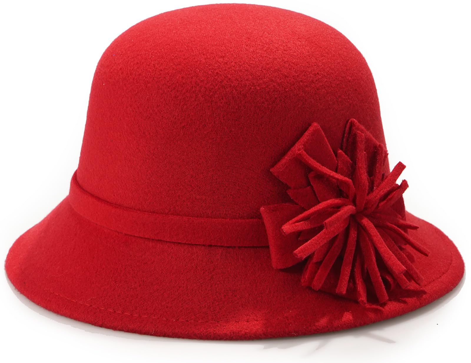 MESU Sombrero de fieltro para mujer, diseño floral, estilo vintage, de los años 20