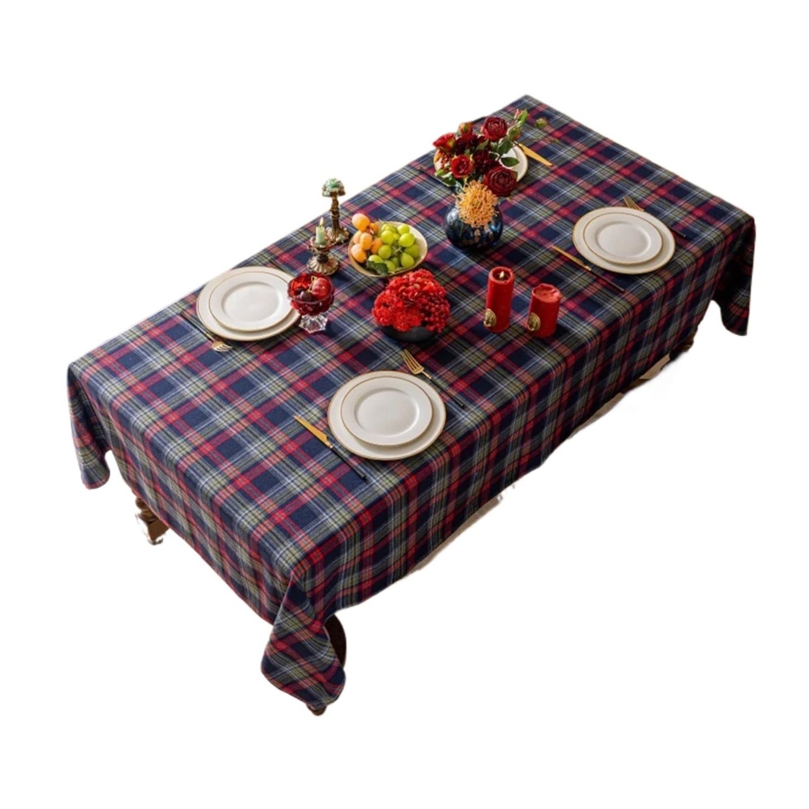 BTGYTTKL Checkered Tablecloth Checkered Tablecloth Rectangular/Round Buffalo Plaid Cotton Table Decorations Winter Washable For Kitchen Dining Decor