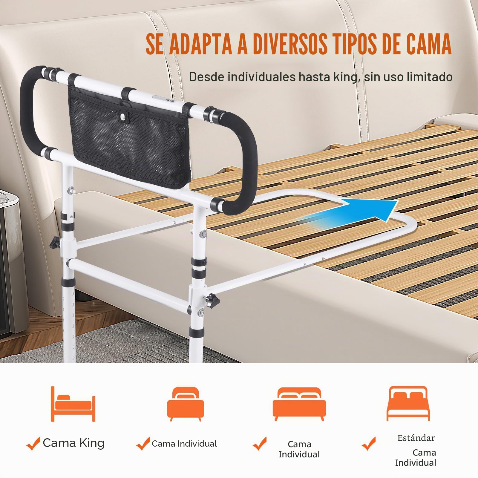 VEVOR Barandillas de Cama para Adultos Mayores Barandillas de Cama Plegables de 180° para Personas Mayores 450LBS