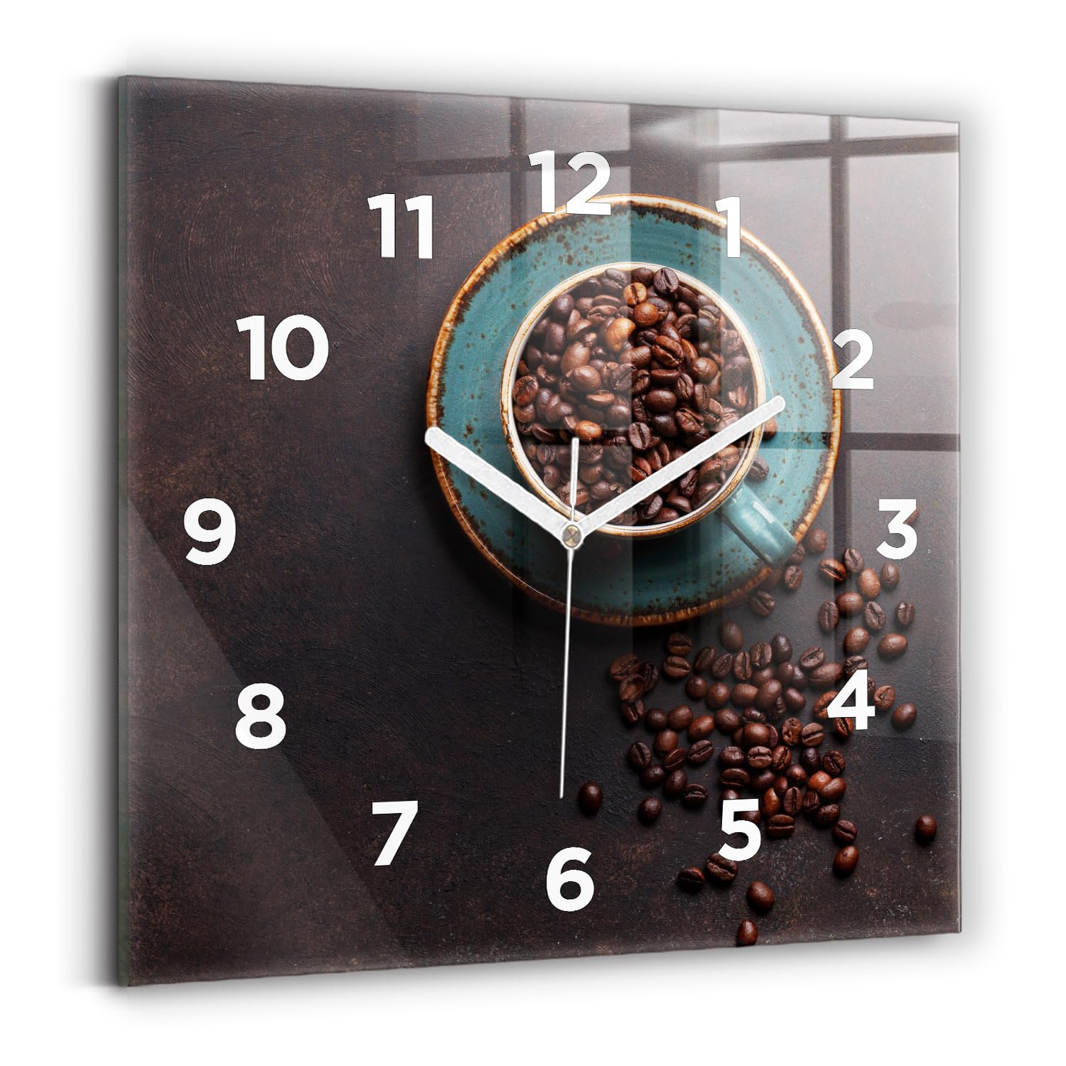 Horloge numérique 30x30 cm carrée Wallfluent avec tasse de café