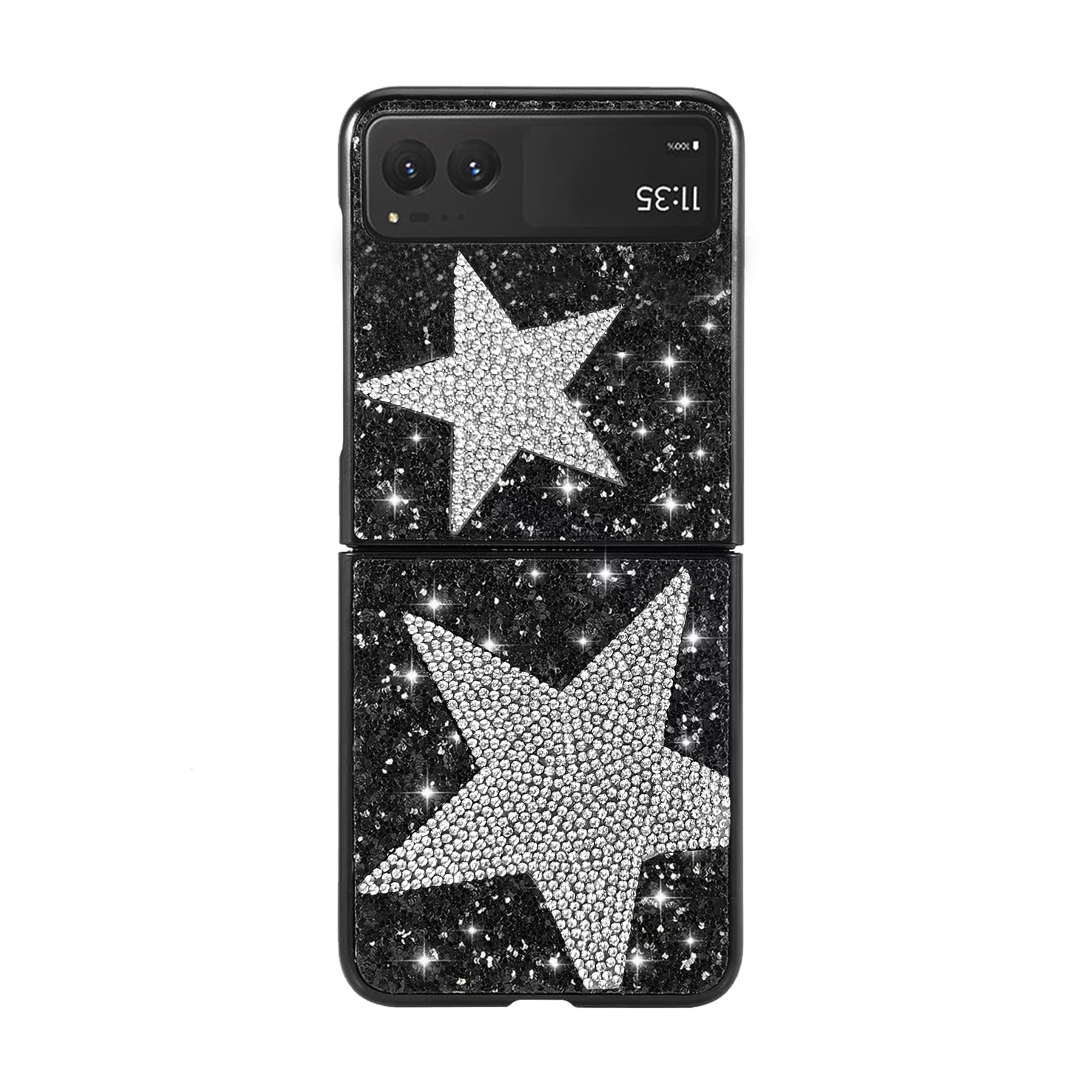 for Motorola Razr 2023 Case, Bling Star Design Moto Razr 2023 Phone Case for Women Girls Sparkle Shockproof Protective Case for Motorola Razr 2023 Black