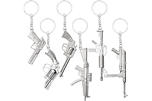 6-Pack Mini Gun Keychains for Men