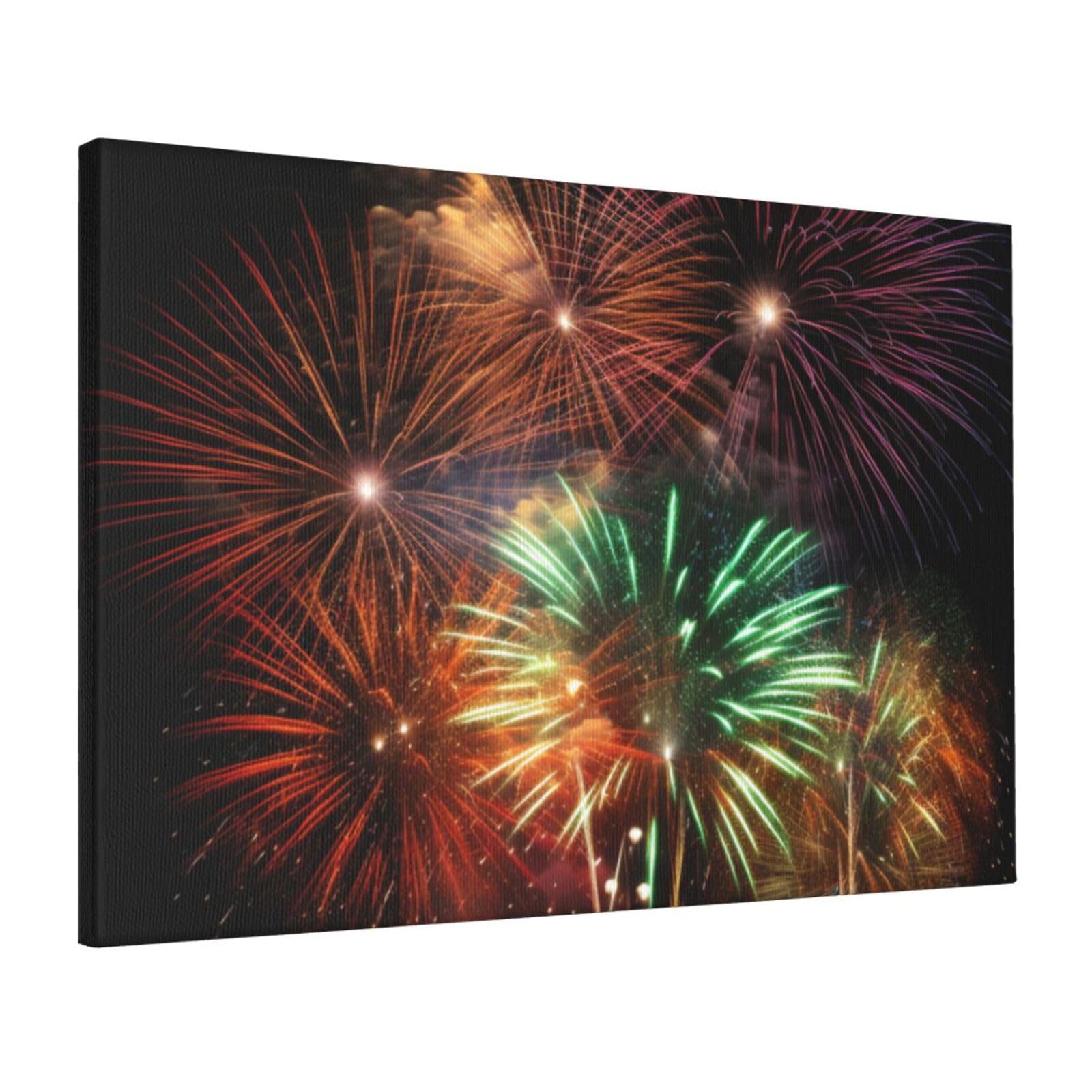 FodPand Canvas Wall Art for Living Room Wall Decor 16"x24" Modern Artwork Painting Pictures Hanging Canvas Prints Splendid fireworks Aesthetic Wall Art for Bedroom Bathroom Office Wallart Decor