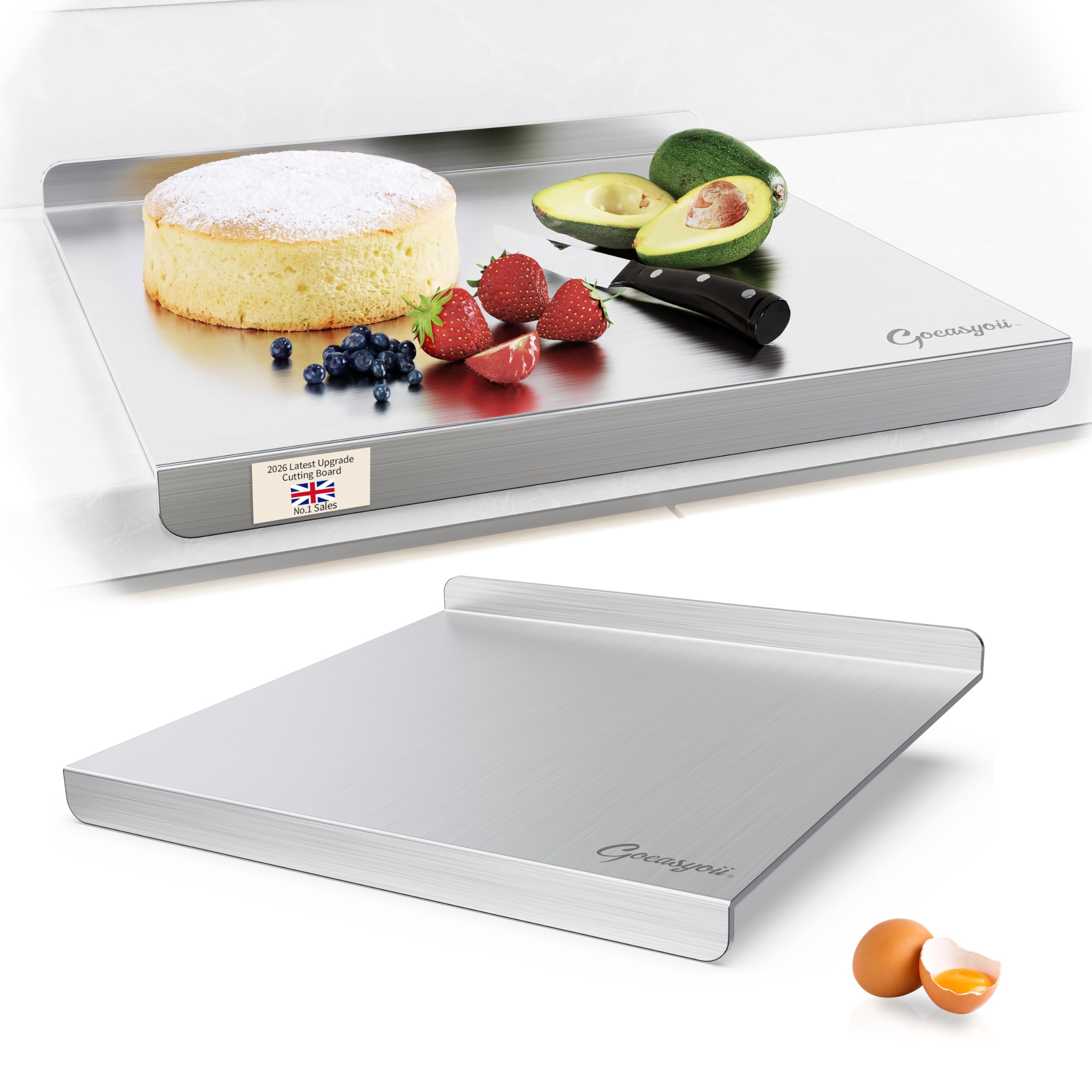 Stainless Steel Cutting Board, Kneading Board Baking Board, Countertop Chopping Boards for Meat, Fruits, Vegetables, and Bread, Easy to Clean (50X40cm) — image 1